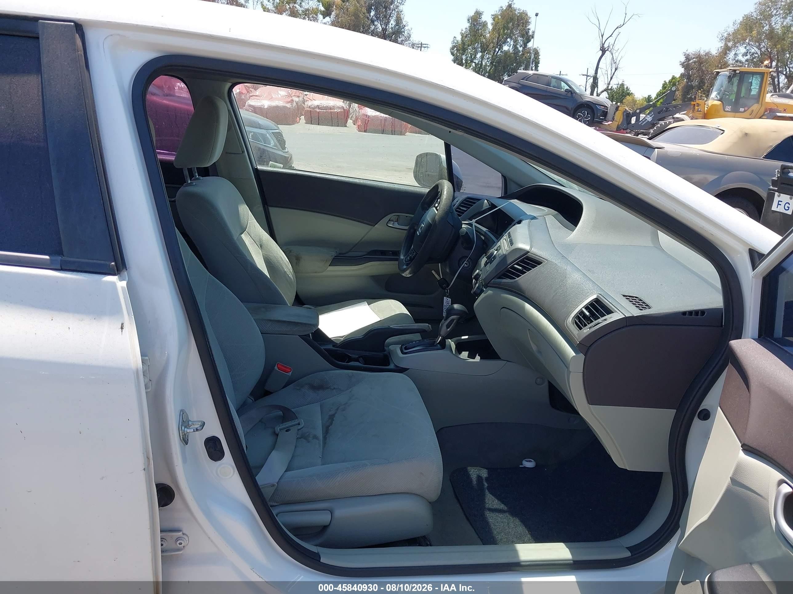 2012 Honda Civic Lx White vin: 19XFB2F56CE333947