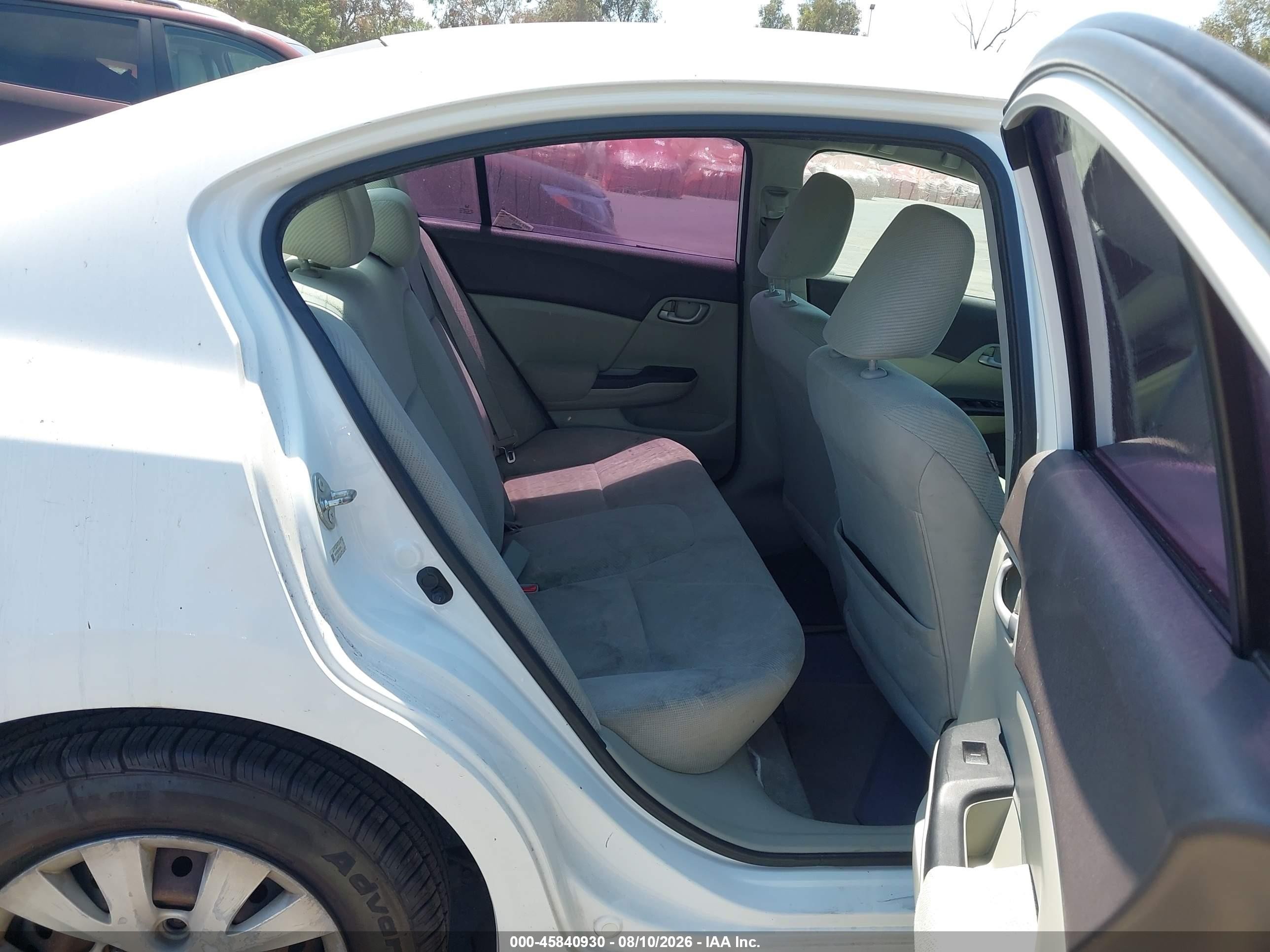 2012 Honda Civic Lx White vin: 19XFB2F56CE333947