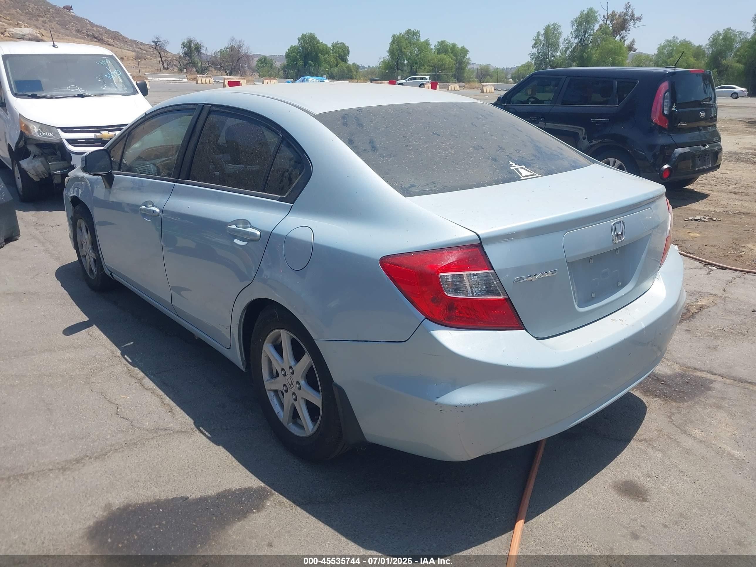 2012 Honda Civic Lx Blue vin: 19XFB2F56CE335634