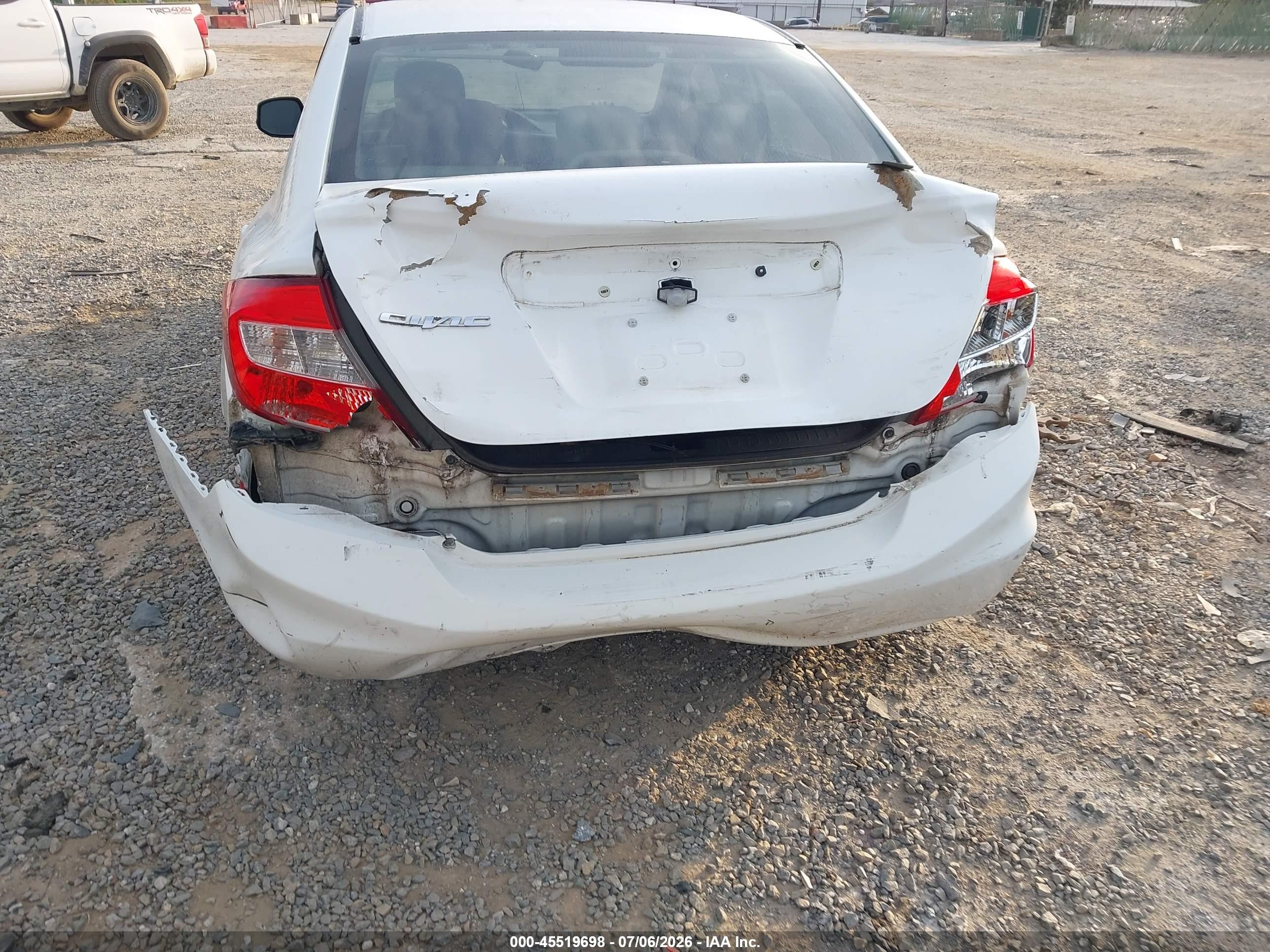 2012 Honda Civic Lx White vin: 19XFB2F56CE337223