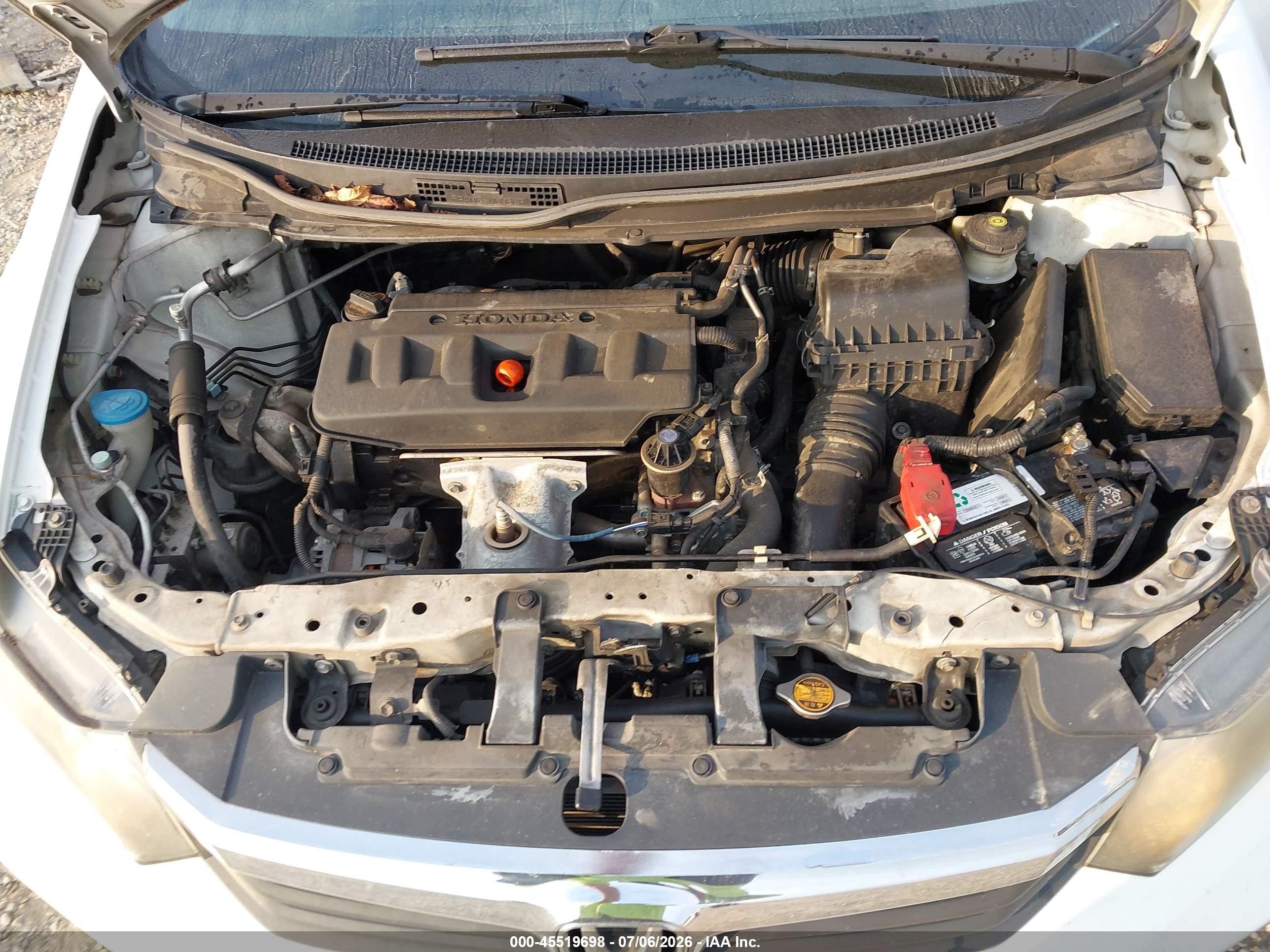 2012 Honda Civic Lx White vin: 19XFB2F56CE337223