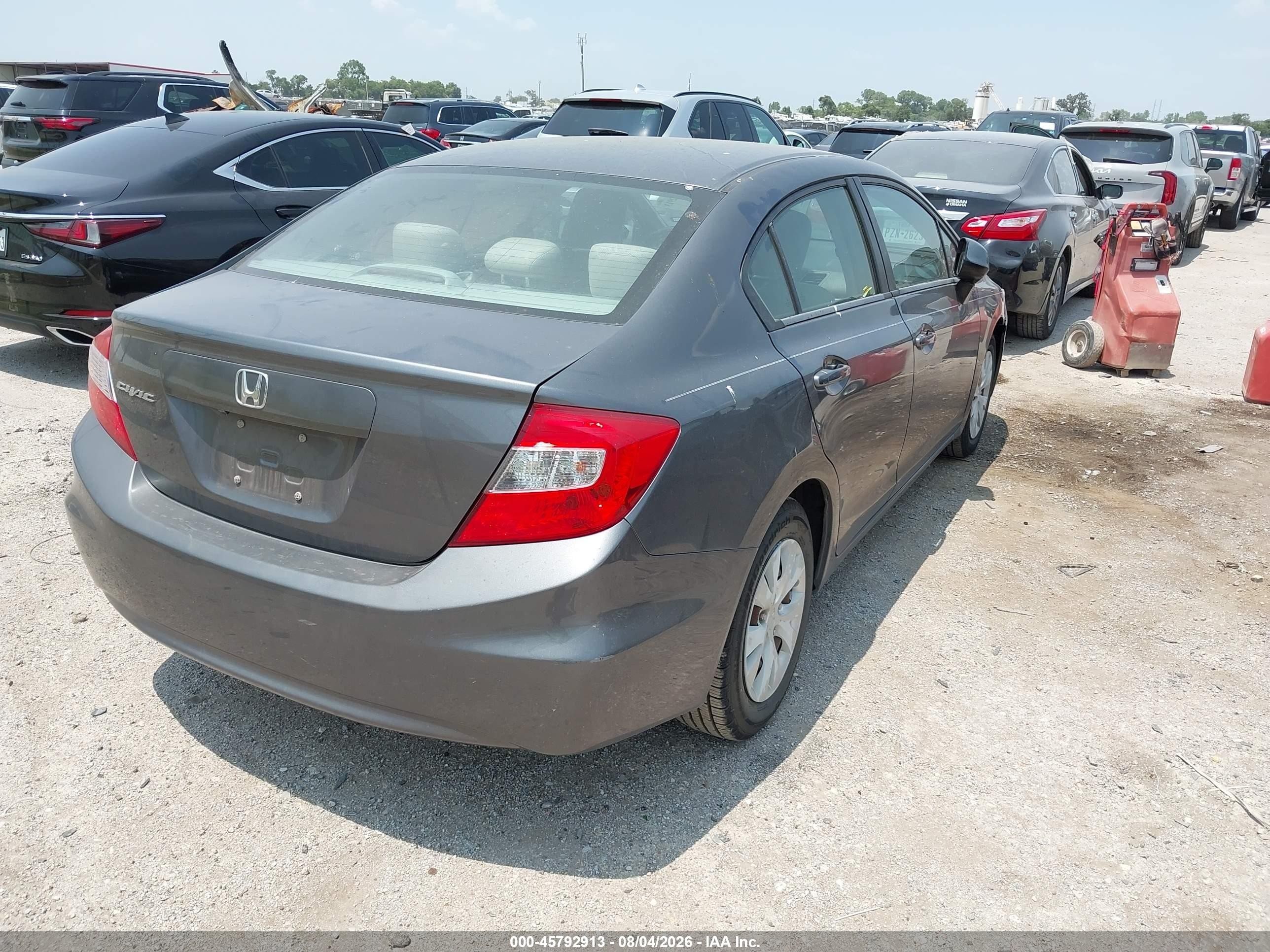 2012 Honda Civic Lx Gray vin: 19XFB2F56CE340364