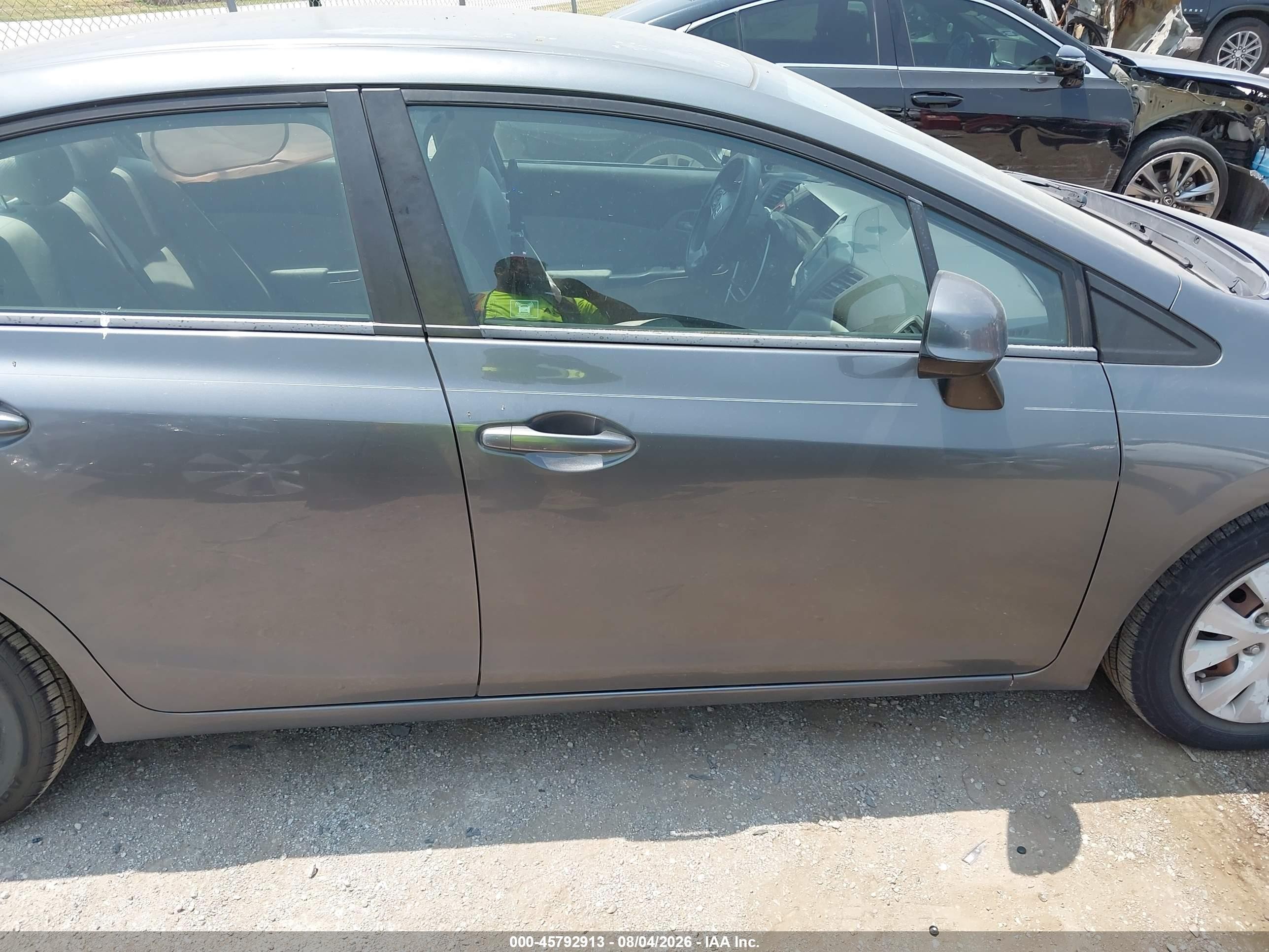 2012 Honda Civic Lx Gray vin: 19XFB2F56CE340364