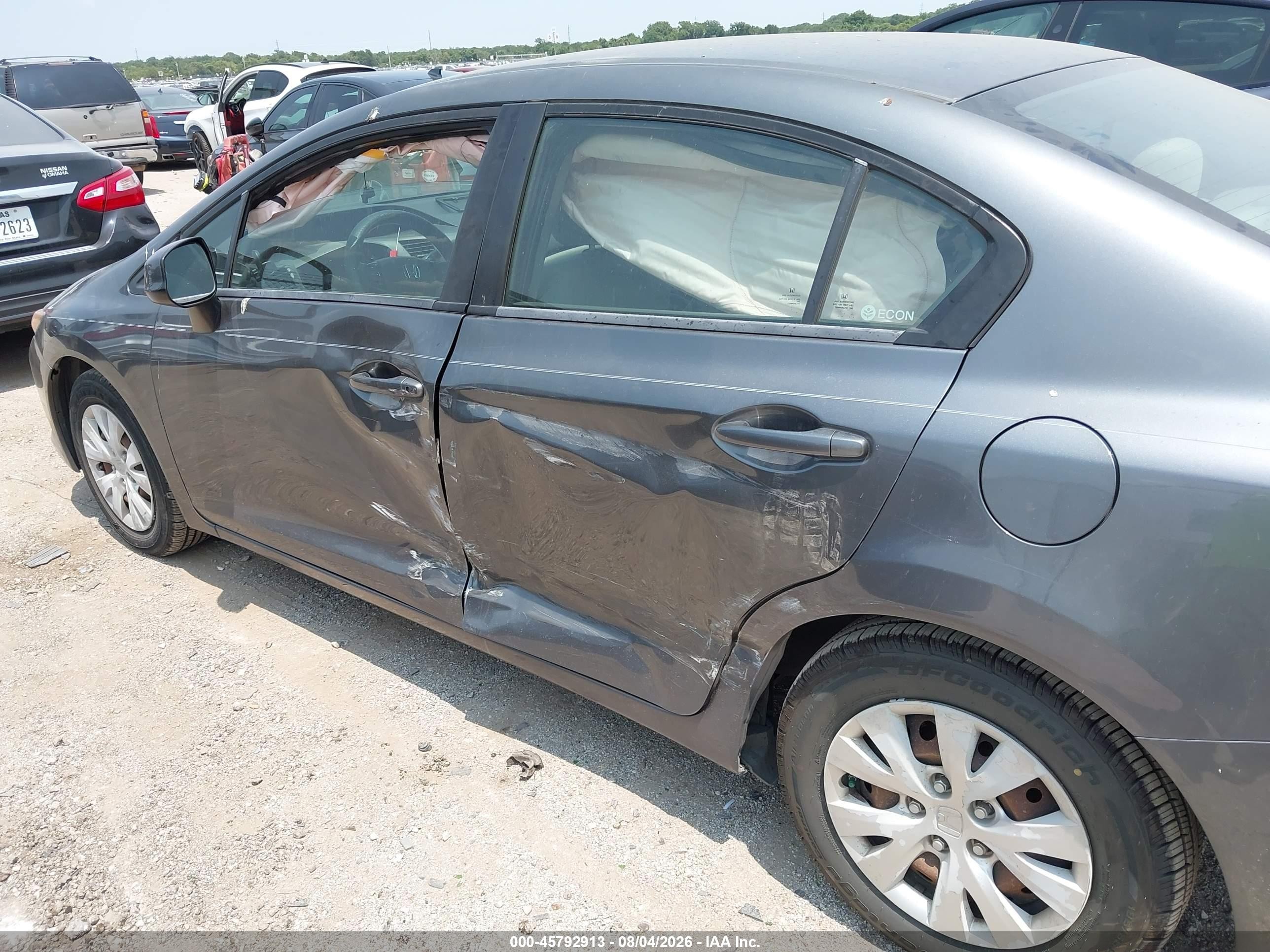 2012 Honda Civic Lx Gray vin: 19XFB2F56CE340364