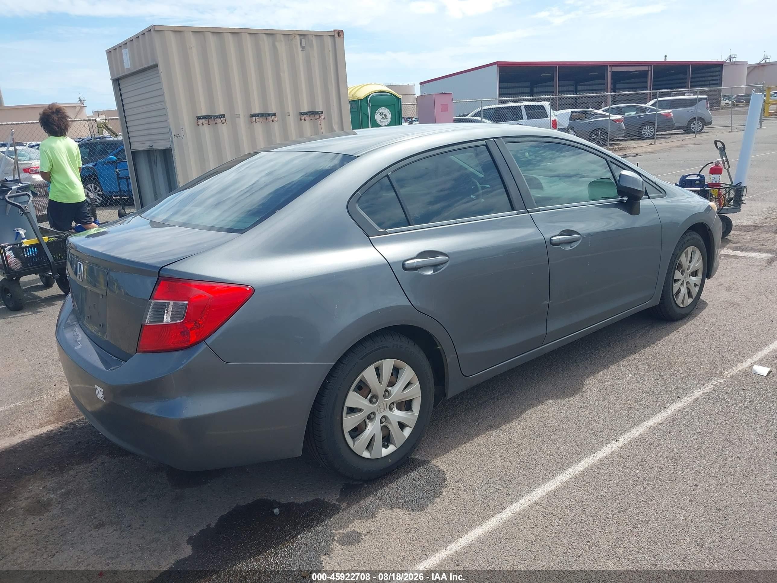 2012 Honda Civic Lx Gray vin: 19XFB2F56CE359268
