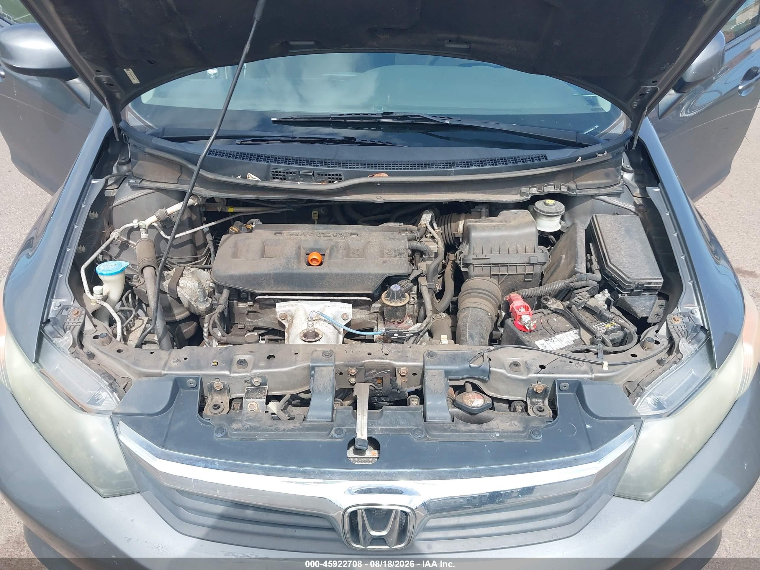 2012 Honda Civic Lx Gray vin: 19XFB2F56CE359268