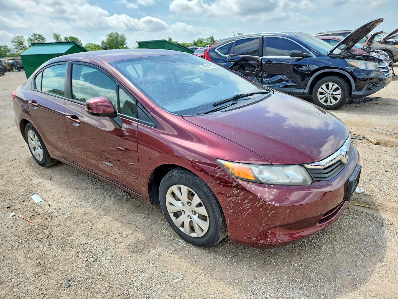 2012 Honda Civic Lx Burgundy vin: 19XFB2F56CE369458