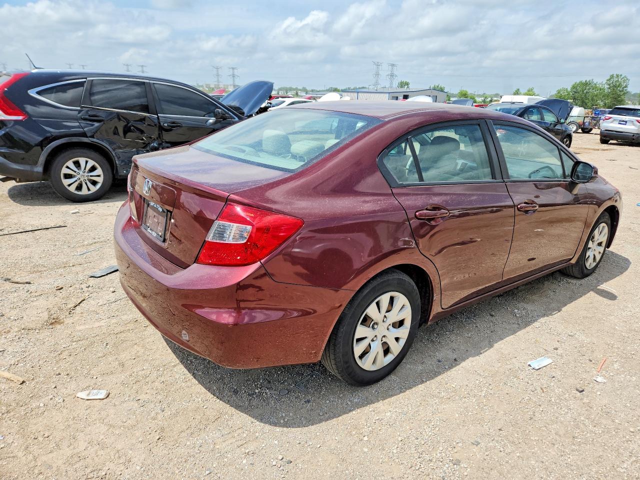 2012 Honda Civic Lx Burgundy vin: 19XFB2F56CE369458