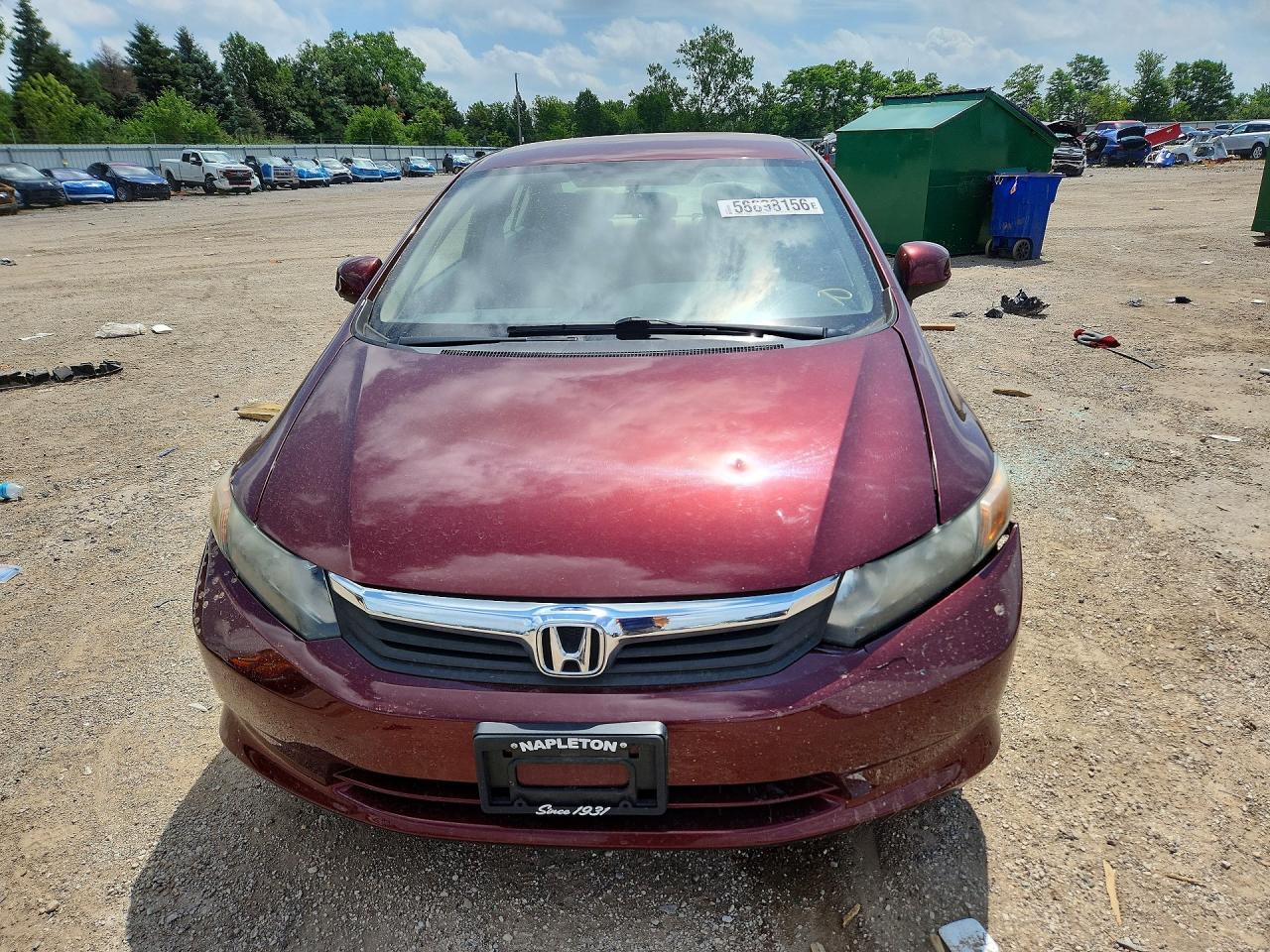 2012 Honda Civic Lx Burgundy vin: 19XFB2F56CE369458