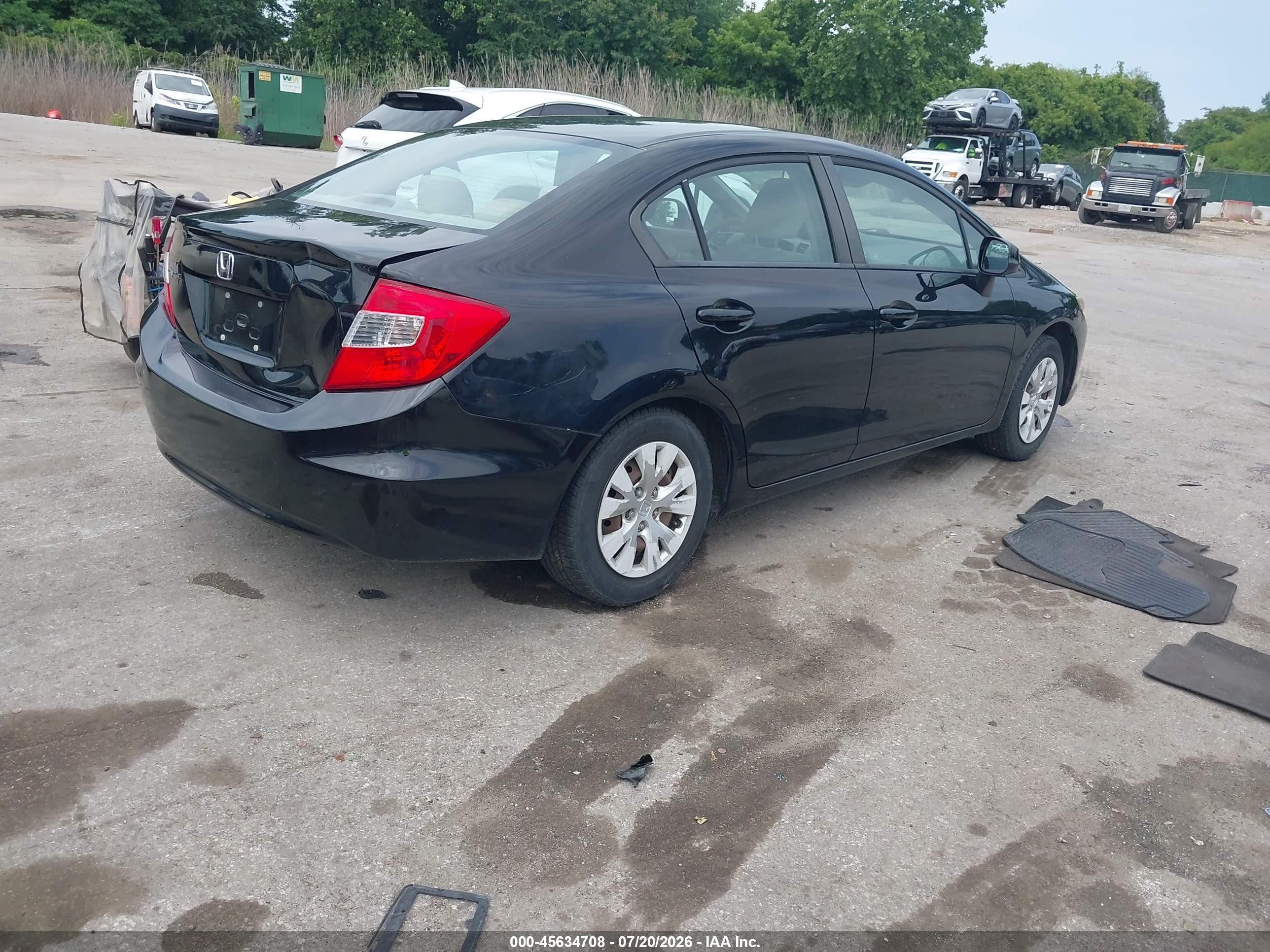 2012 Honda Civic Lx Черный vin: 19XFB2F56CE383134