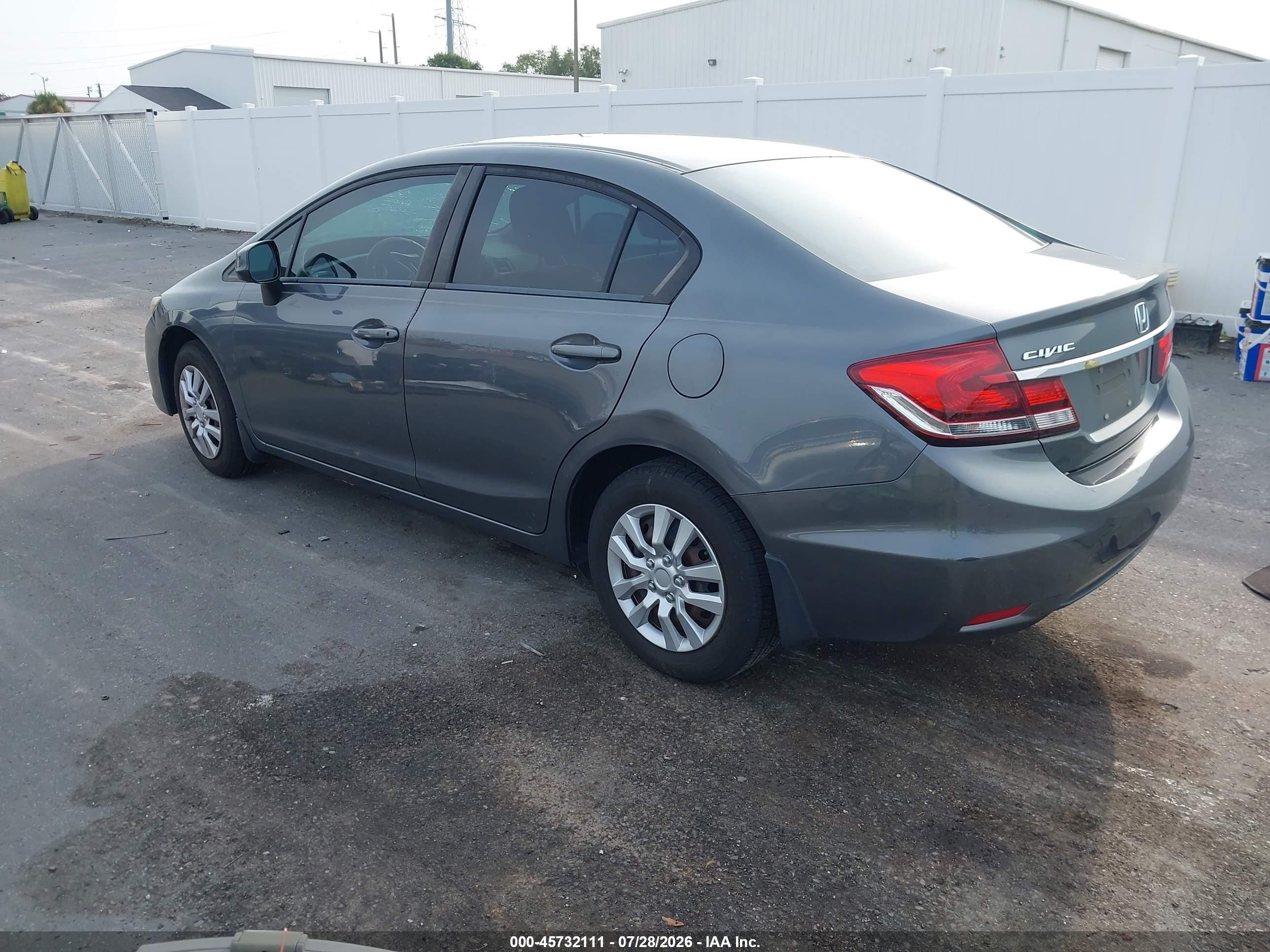 2013 Honda Civic Lx Gray vin: 19XFB2F56DE035898
