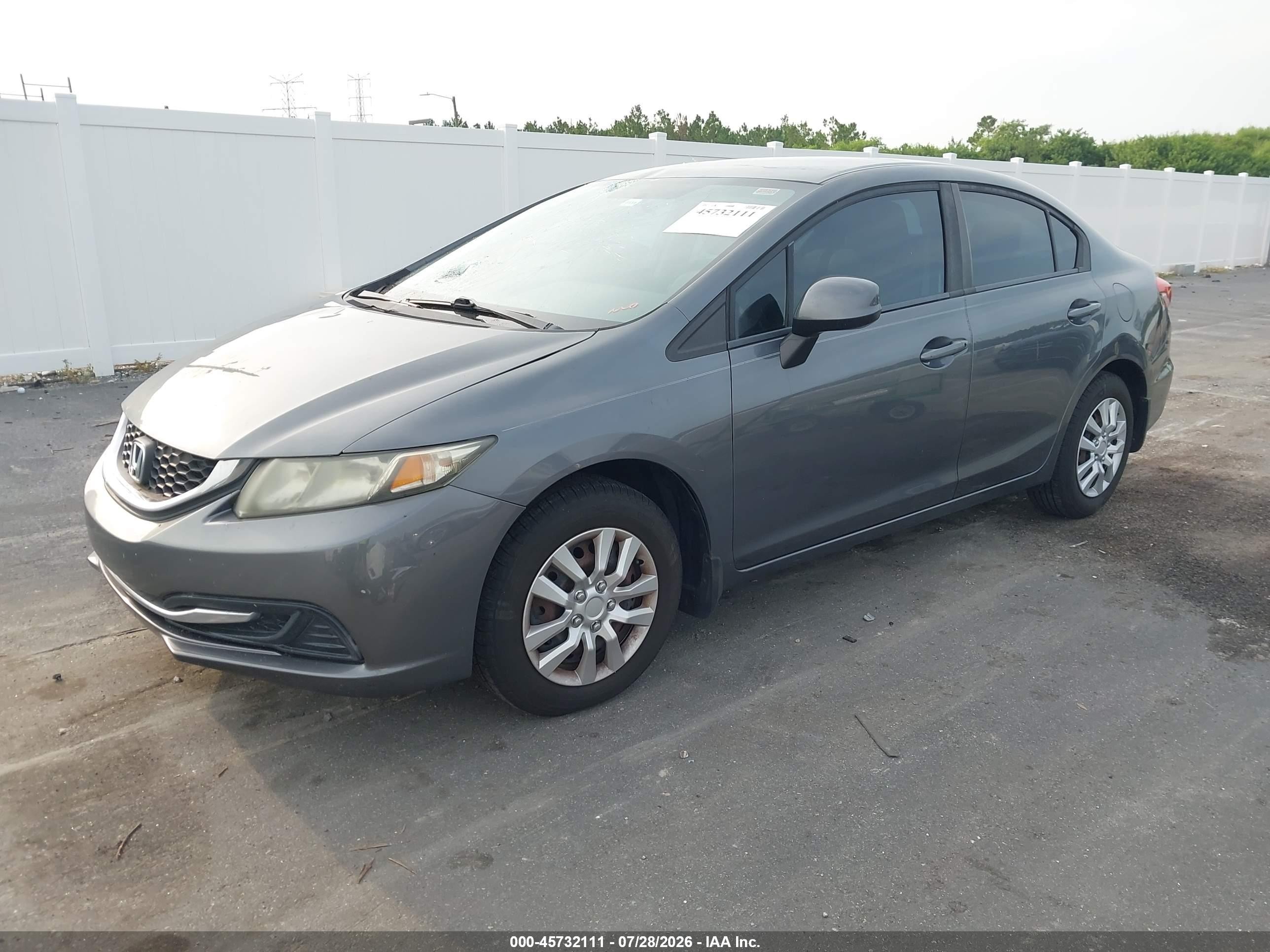 2013 Honda Civic Lx Gray vin: 19XFB2F56DE035898