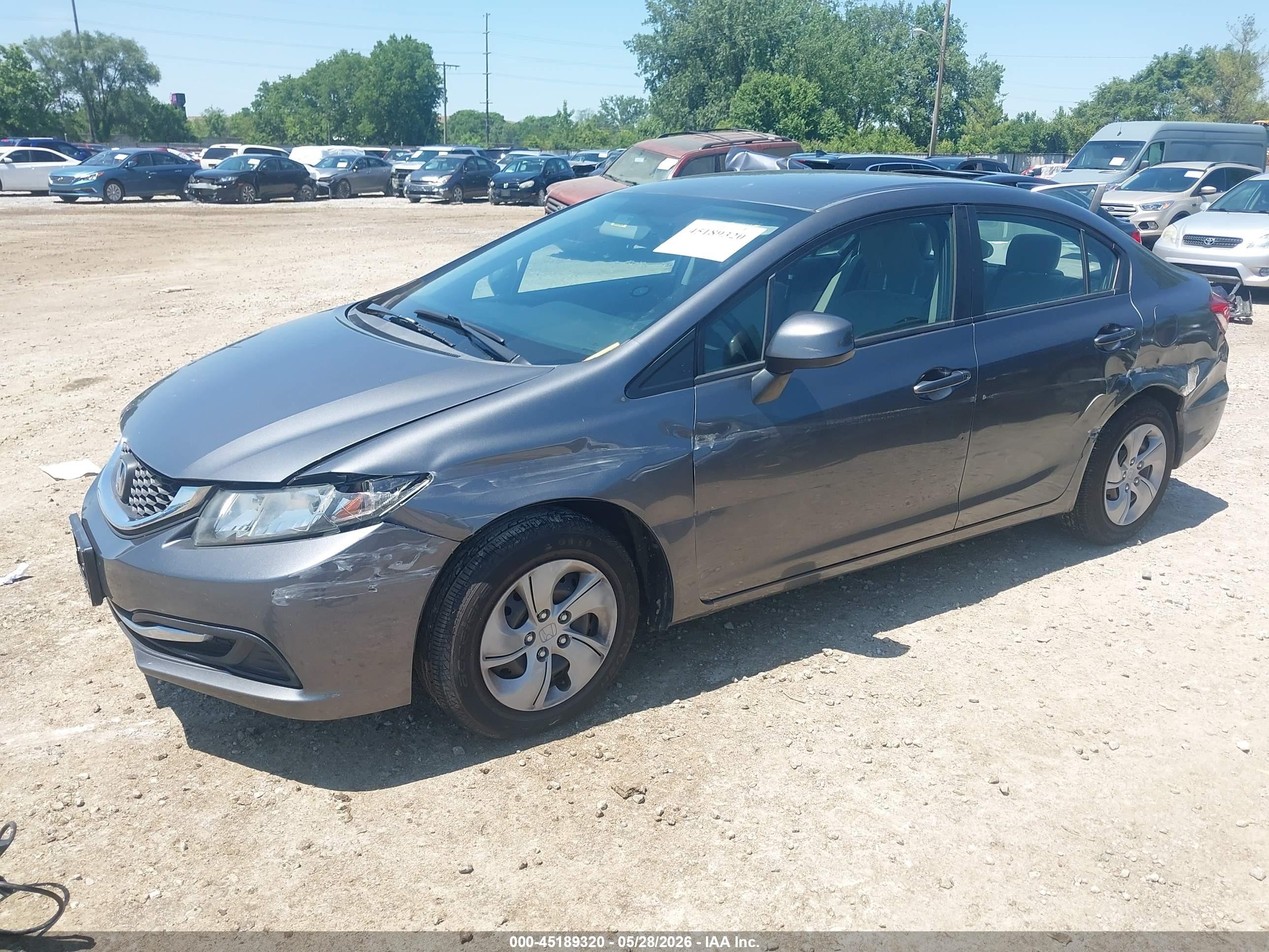 2013 Honda Civic Lx Gray vin: 19XFB2F56DE036730