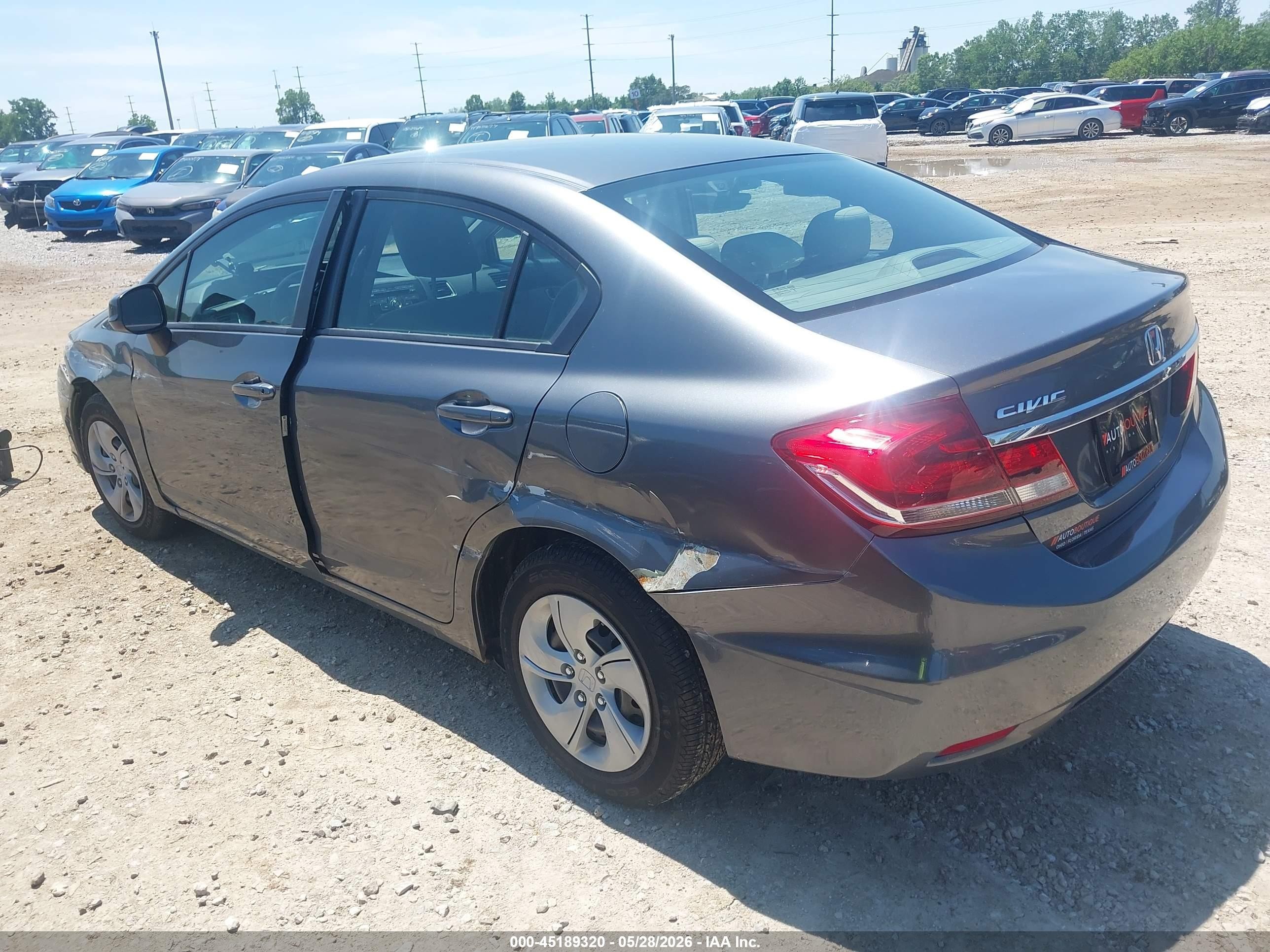 2013 Honda Civic Lx Gray vin: 19XFB2F56DE036730
