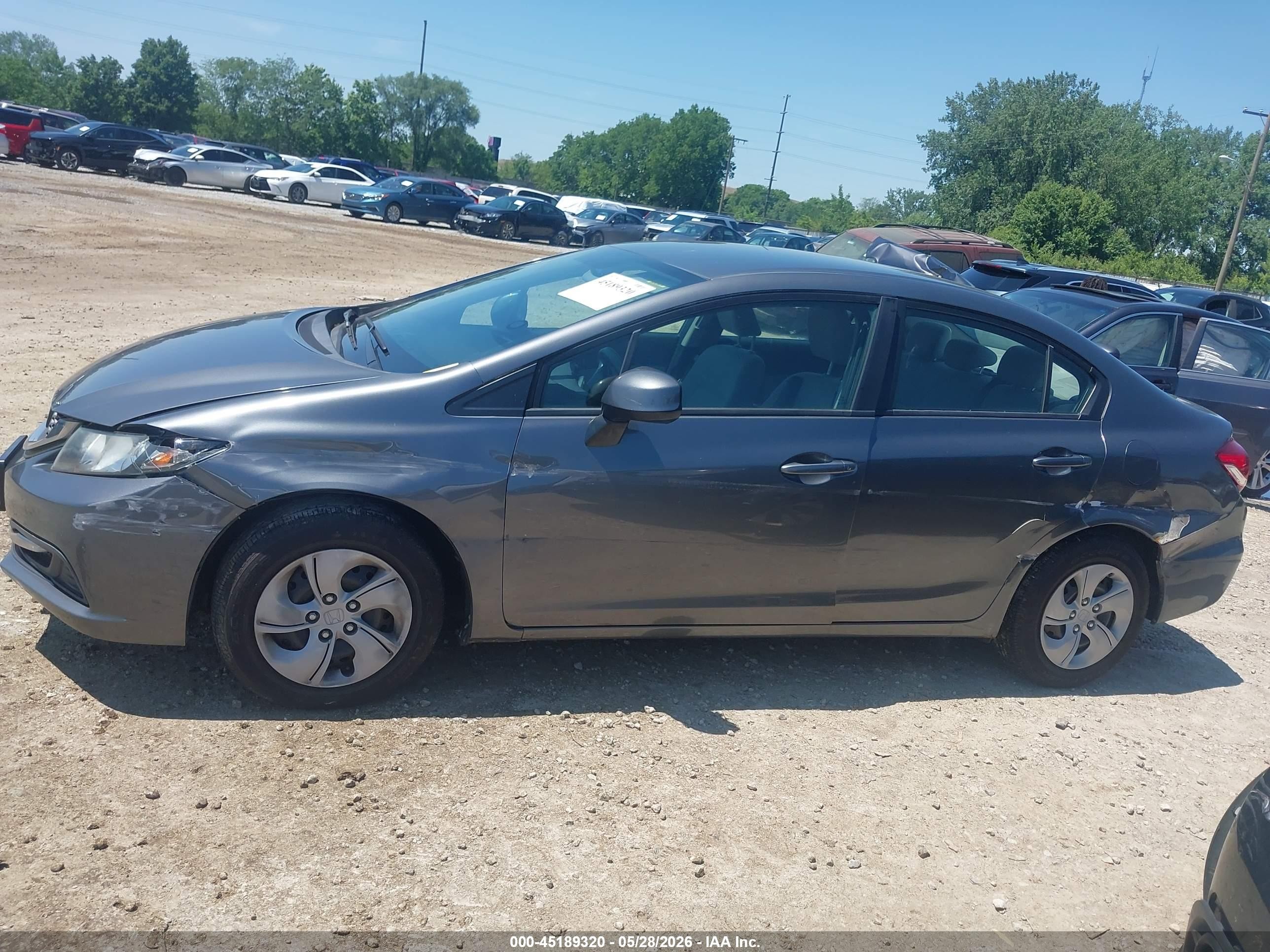 2013 Honda Civic Lx Gray vin: 19XFB2F56DE036730