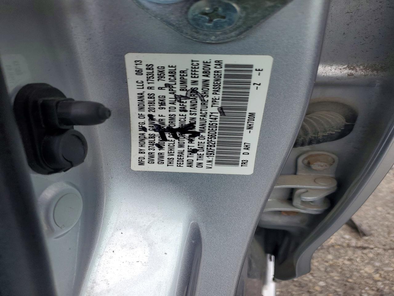 2013 Honda Civic Lx Silver vin: 19XFB2F56DE051471
