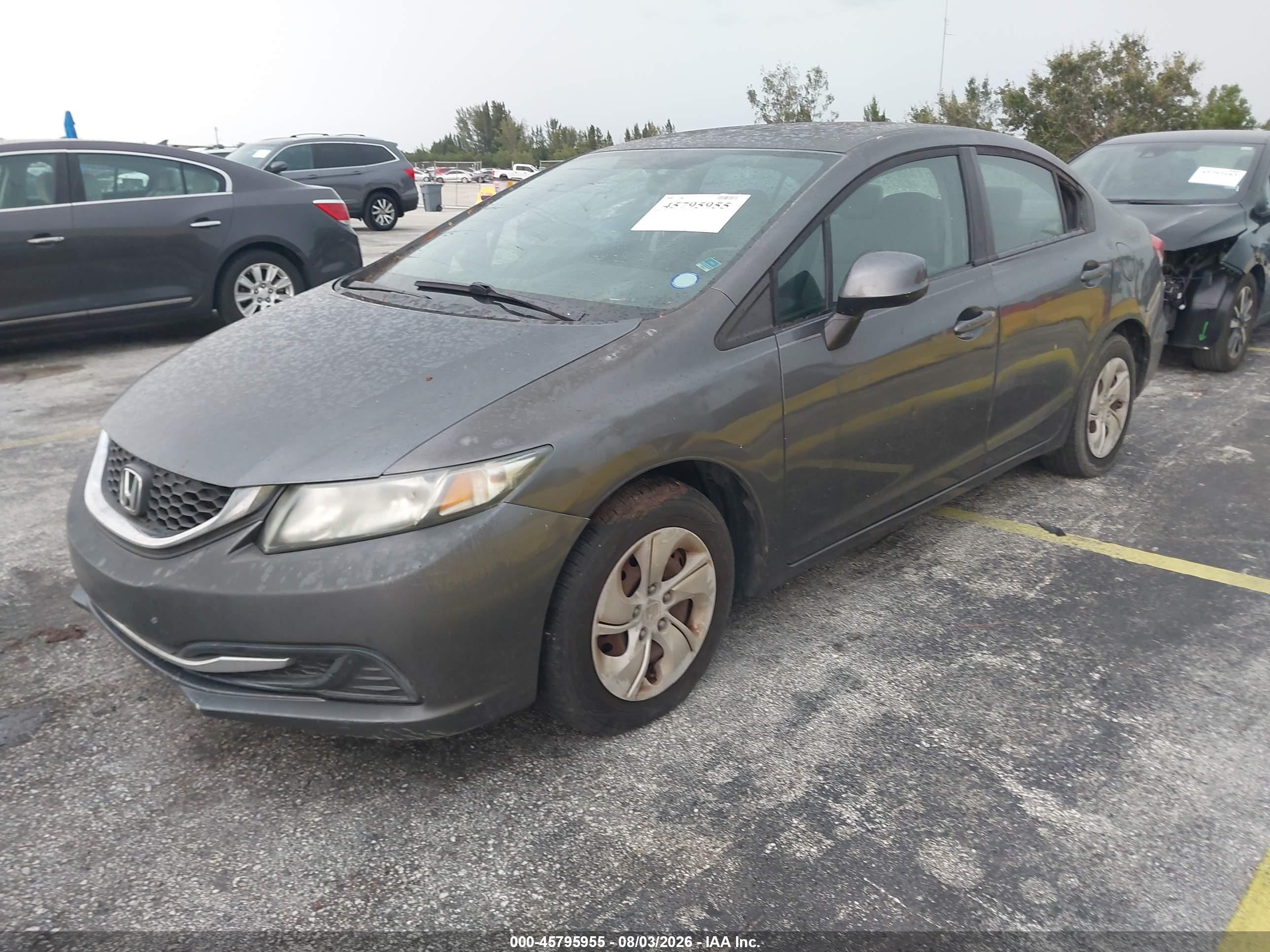2013 Honda Civic Lx Gray vin: 19XFB2F56DE063409