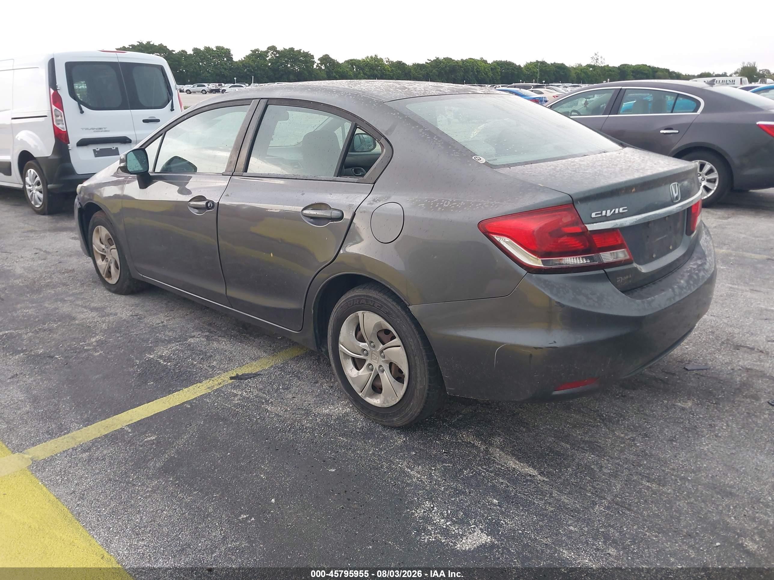 2013 Honda Civic Lx Gray vin: 19XFB2F56DE063409