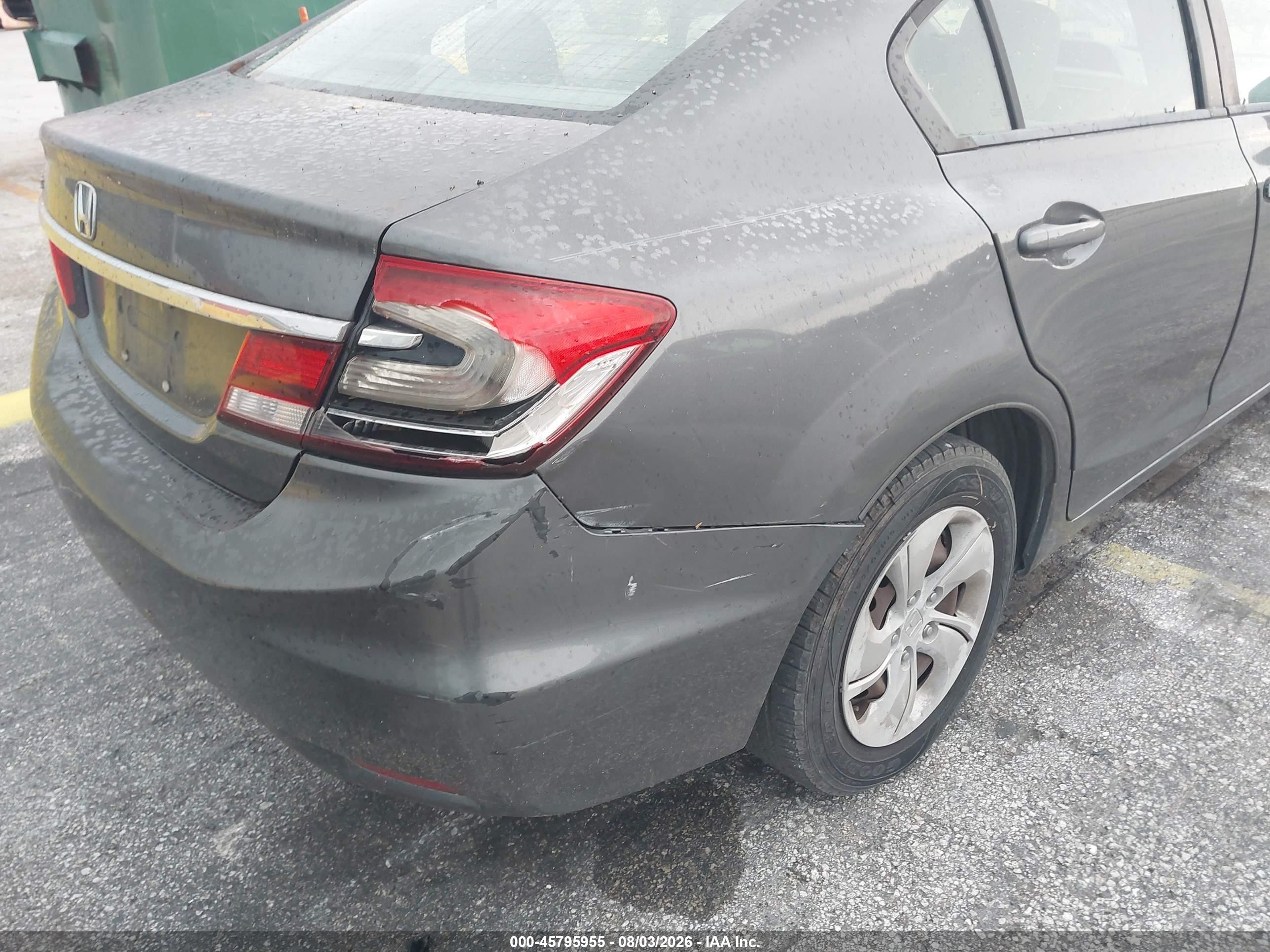 2013 Honda Civic Lx Gray vin: 19XFB2F56DE063409