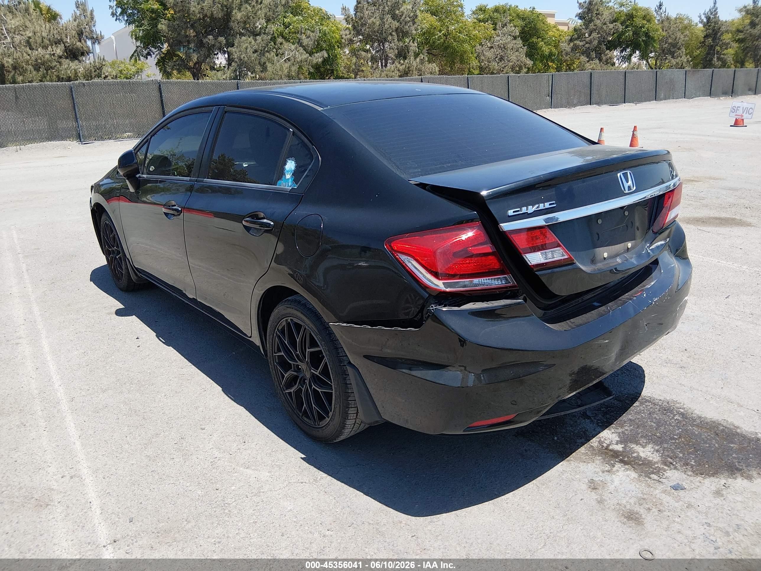 2013 Honda Civic Lx Black vin: 19XFB2F56DE205645