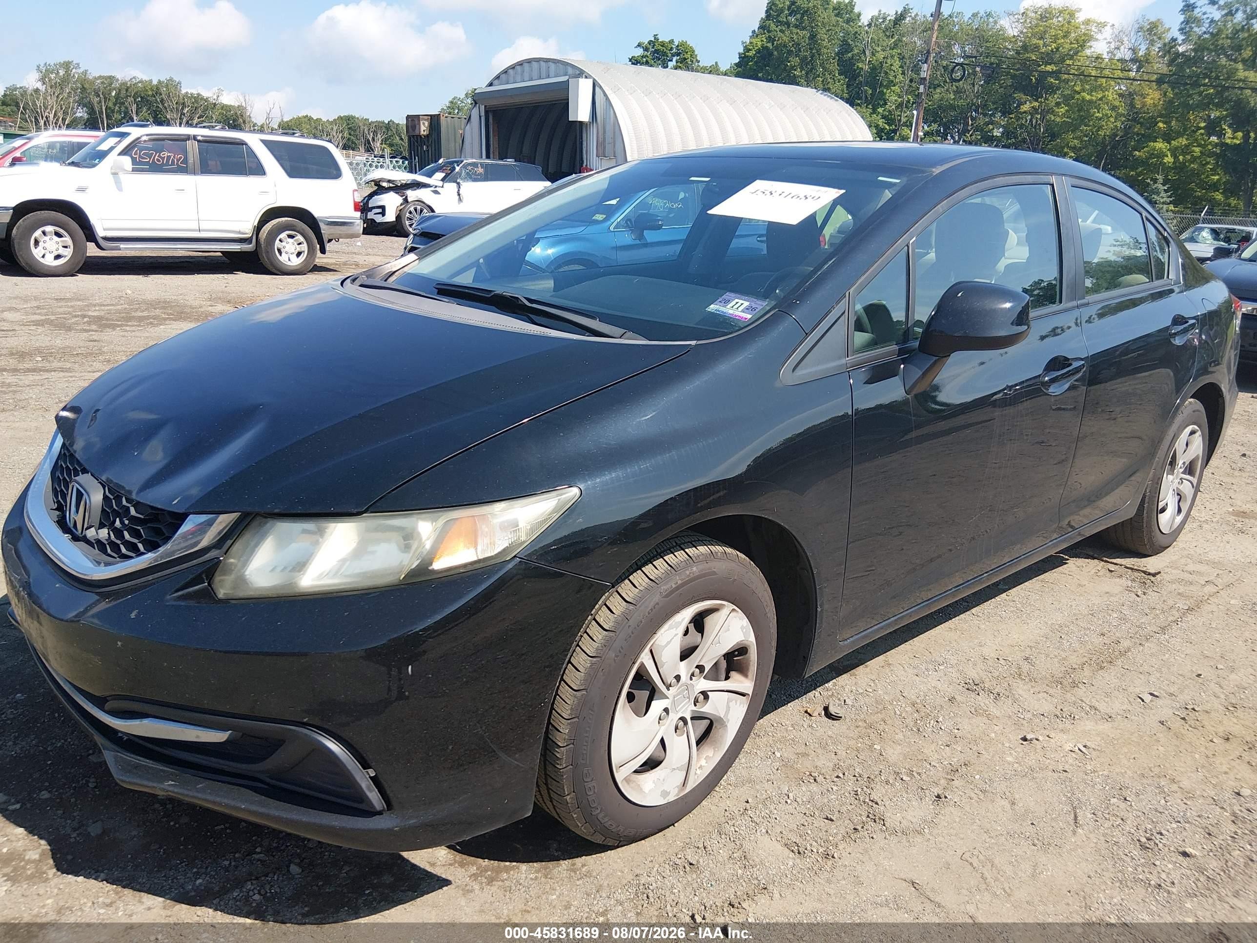 2013 Honda Civic Lx Black vin: 19XFB2F56DE253596