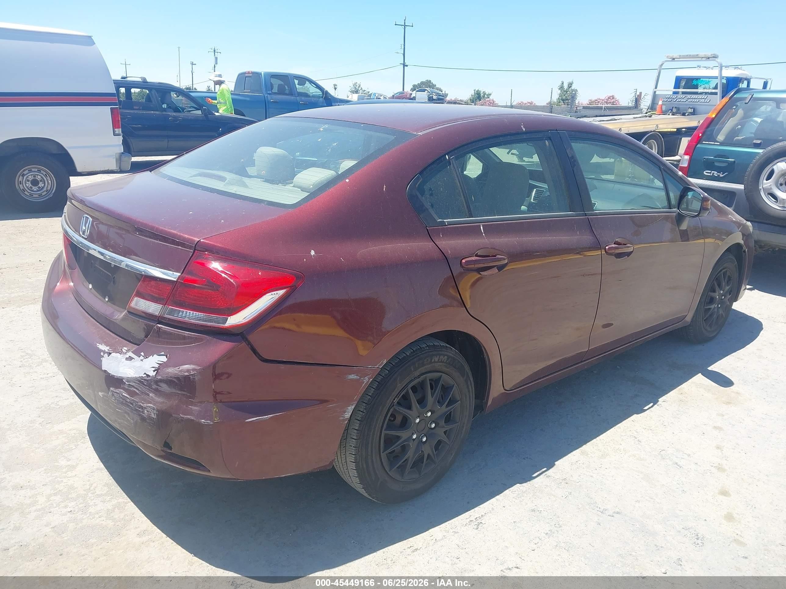 2013 Honda Civic Lx Burgundy vin: 19XFB2F56DE290776