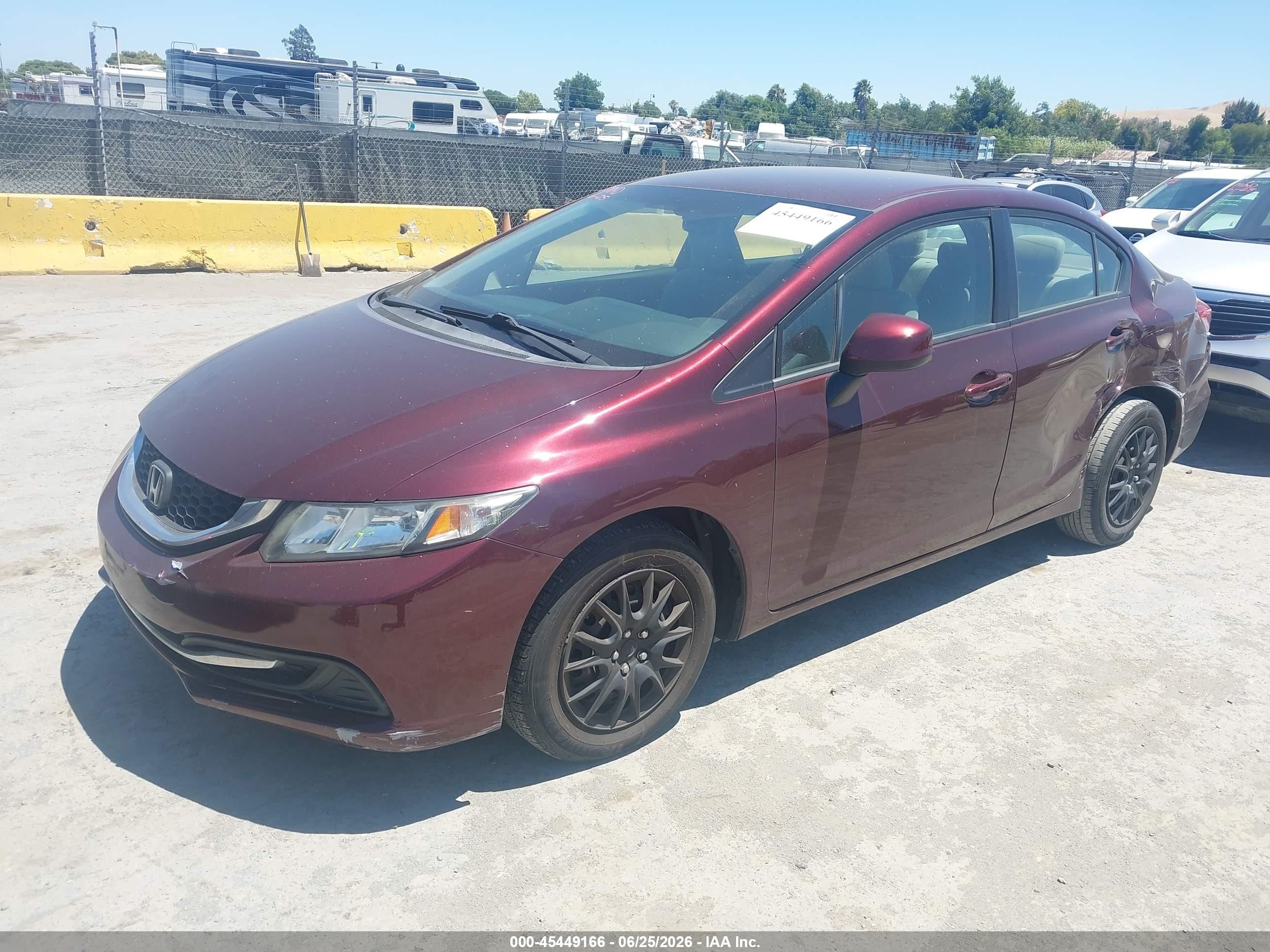 2013 Honda Civic Lx Burgundy vin: 19XFB2F56DE290776