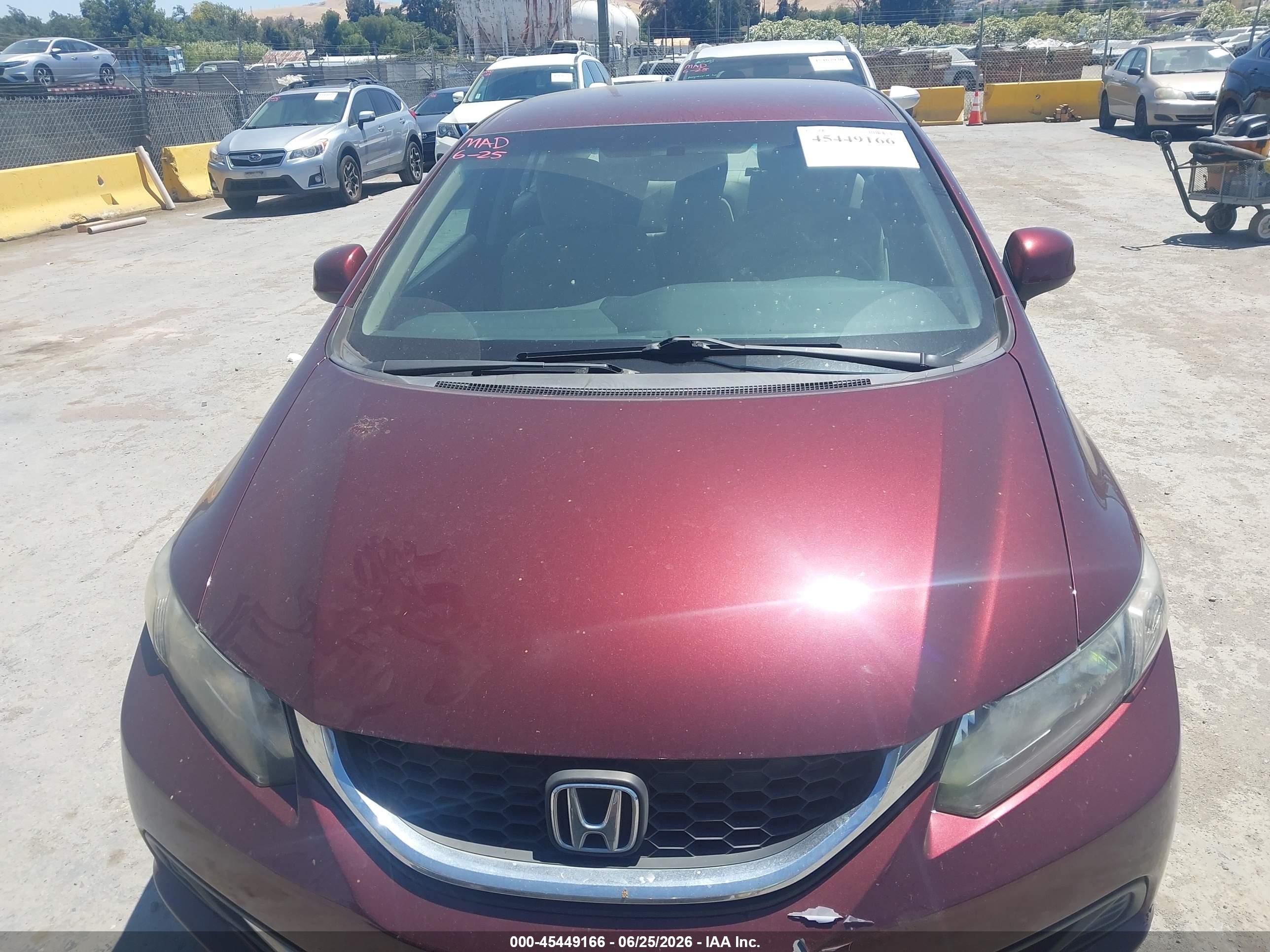 2013 Honda Civic Lx Burgundy vin: 19XFB2F56DE290776