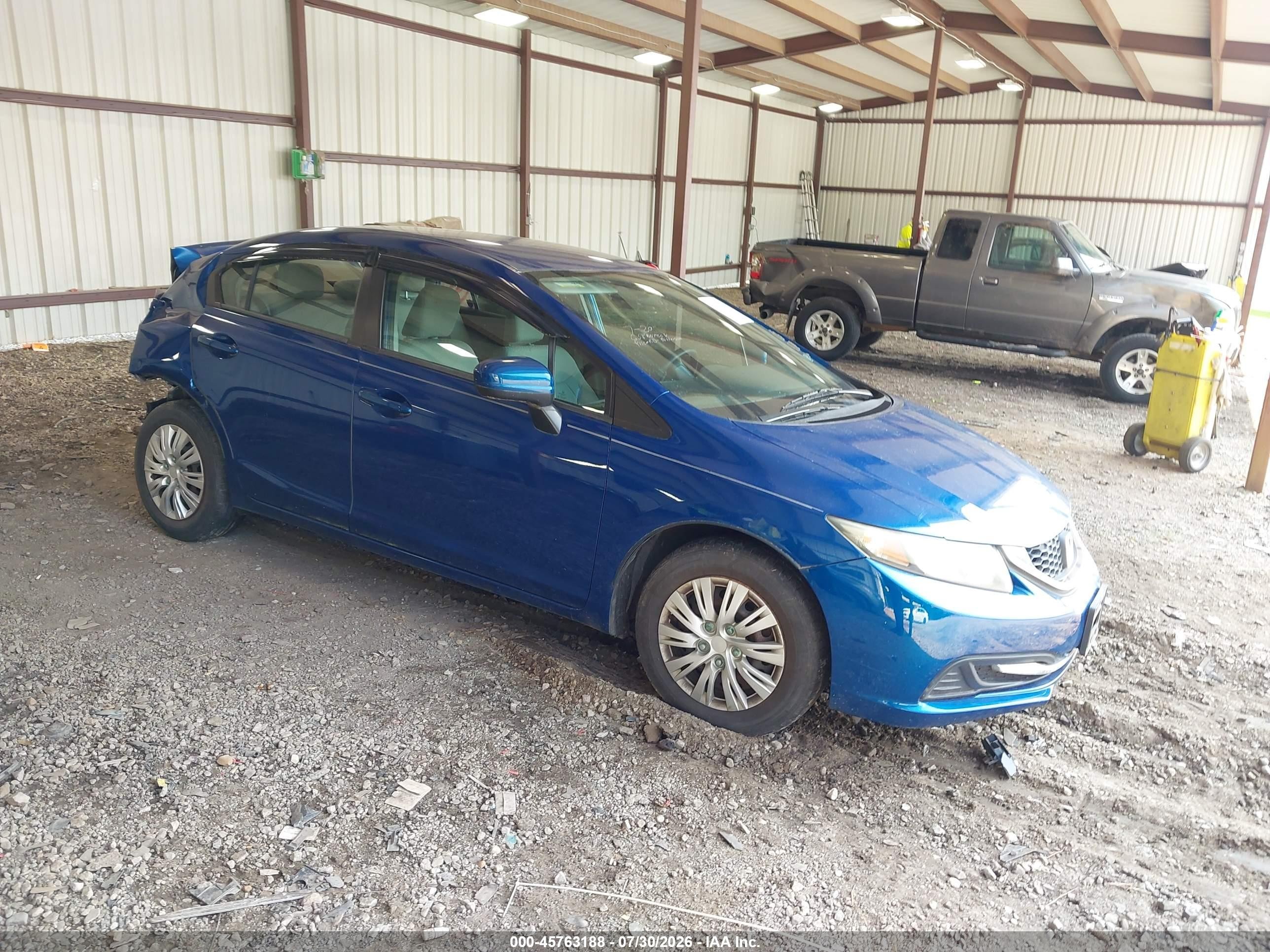 2014 Honda Civic Lx Blue vin: 19XFB2F56EE008346