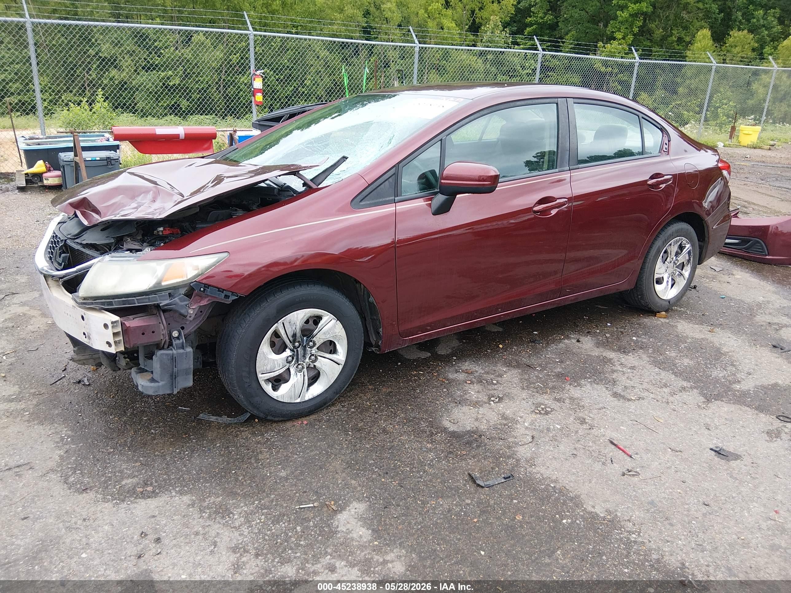 2014 Honda Civic Lx Maroon vin: 19XFB2F56EE052542