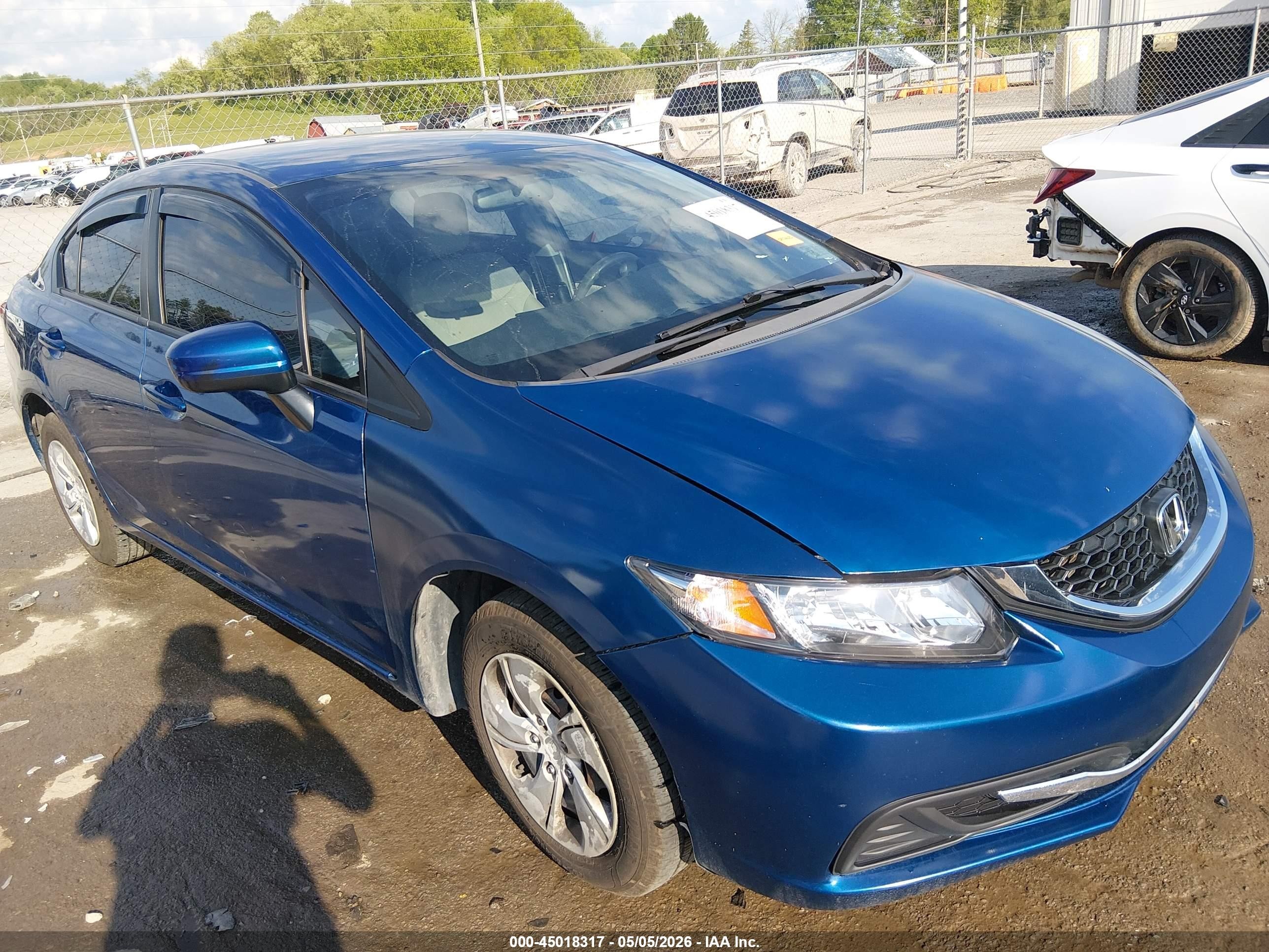 2014 Honda Civic Lx Blue vin: 19XFB2F56EE237559