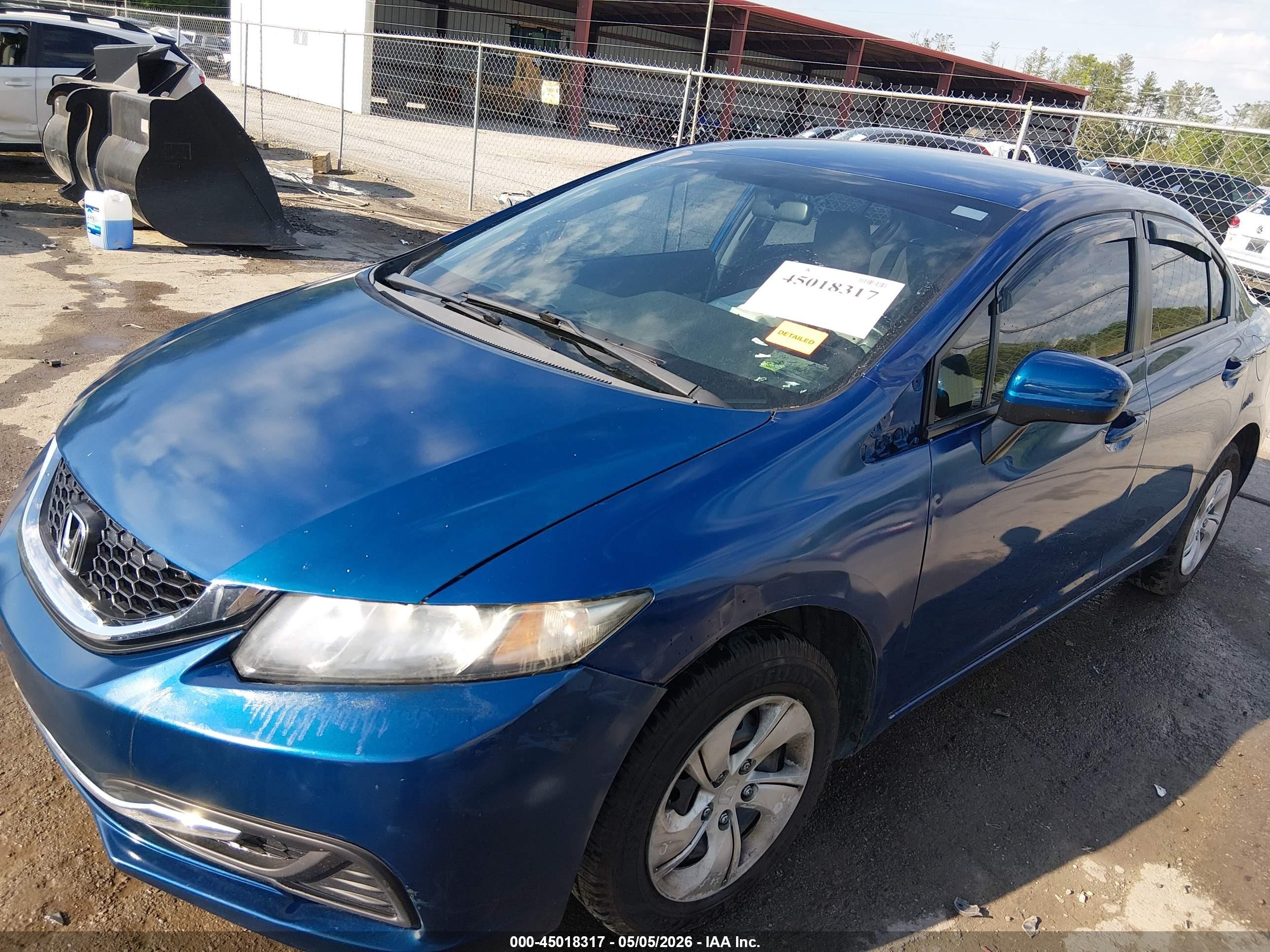 2014 Honda Civic Lx Blue vin: 19XFB2F56EE237559