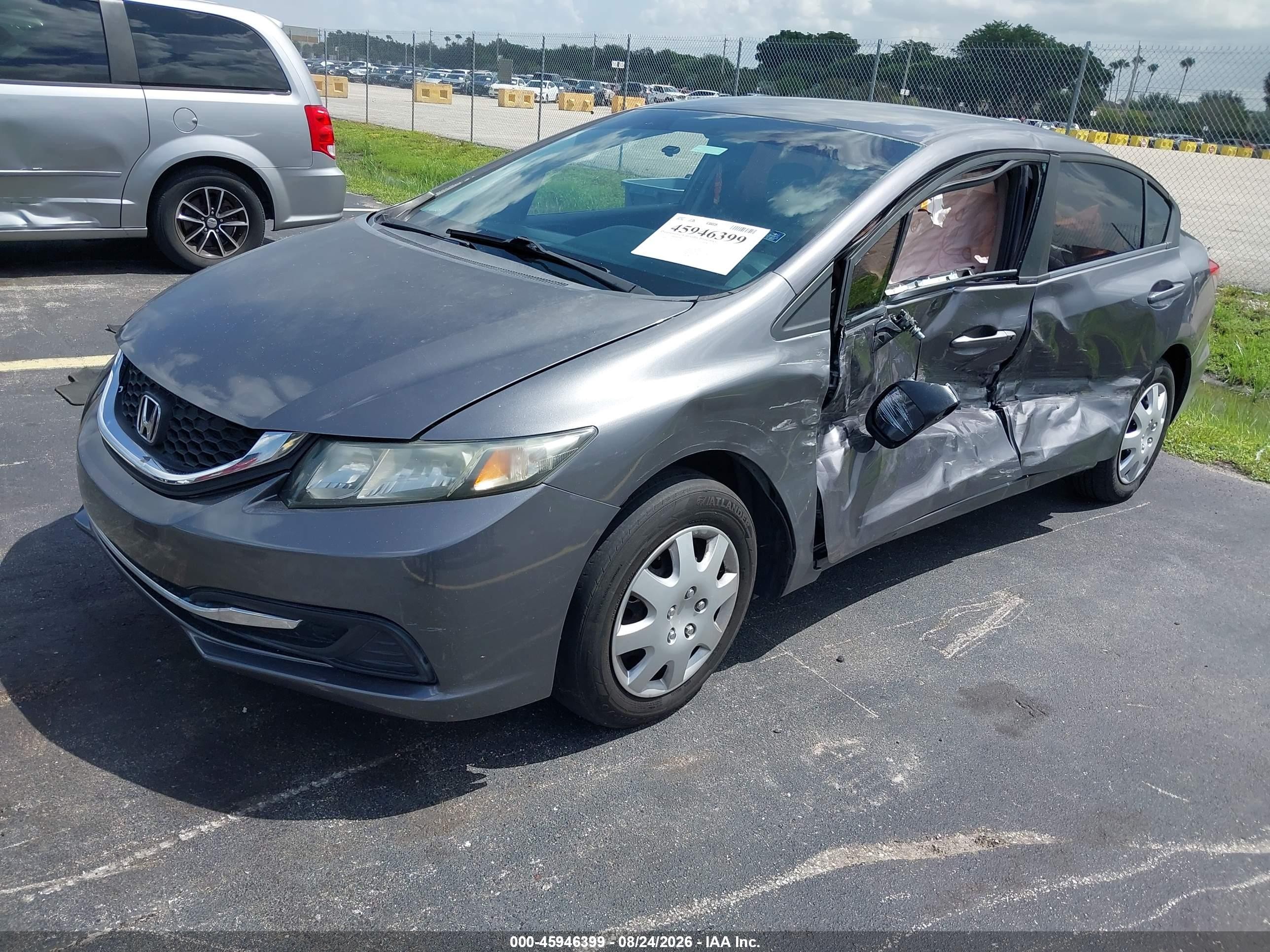 2014 Honda Civic Lx Gray vin: 19XFB2F56EE256595