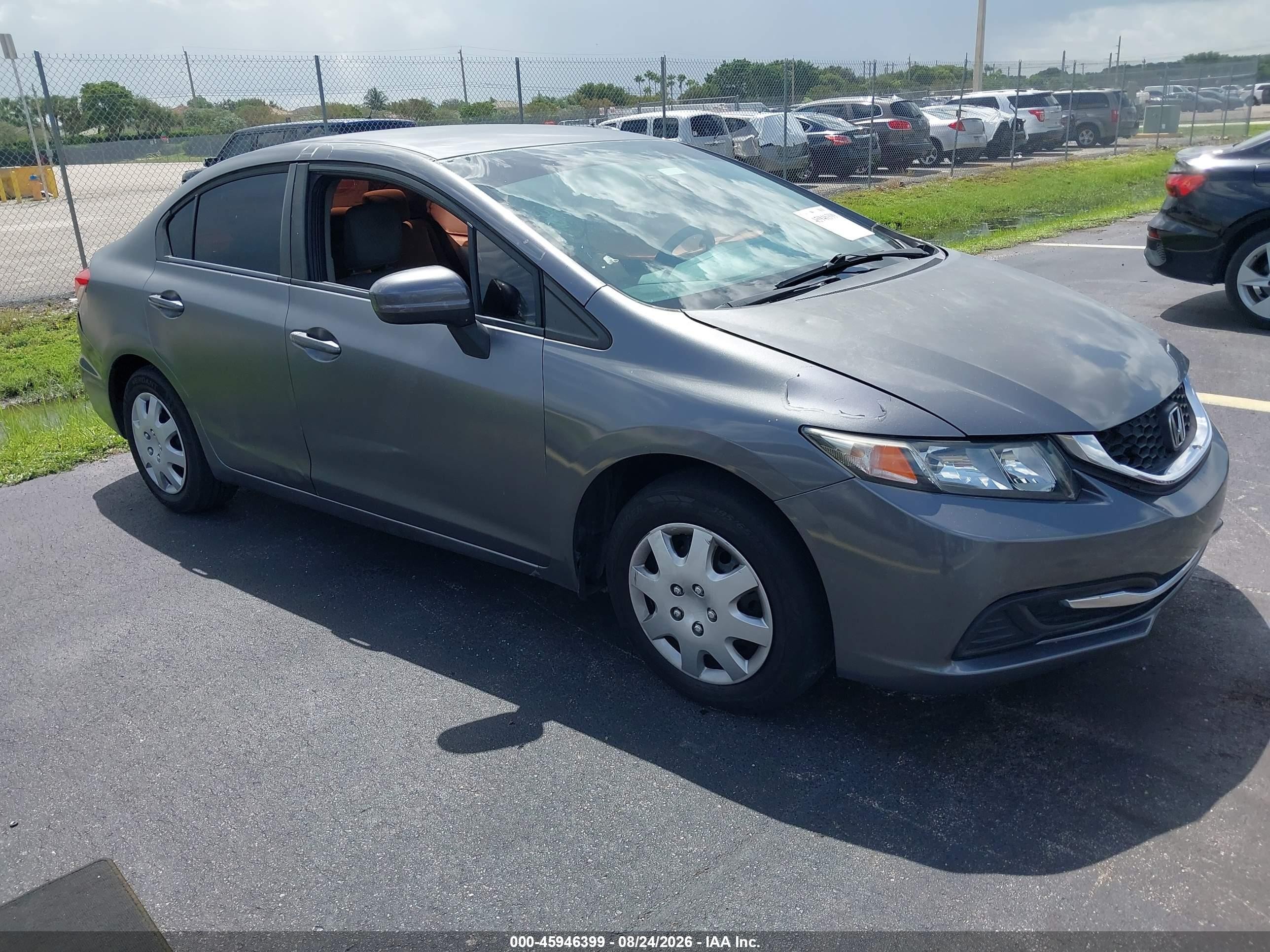 2014 Honda Civic Lx Gray vin: 19XFB2F56EE256595
