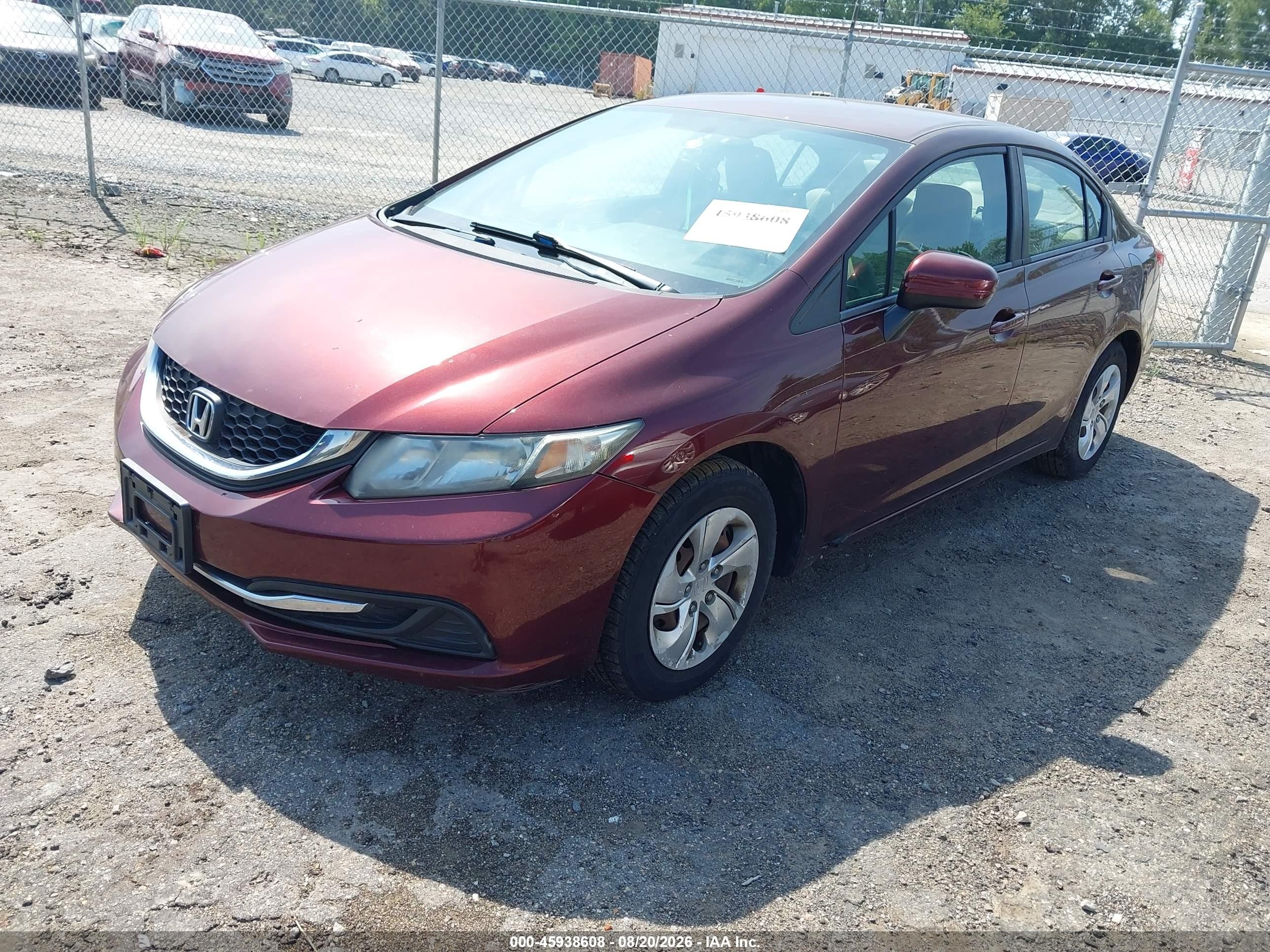2015 Honda Civic Lx Maroon vin: 19XFB2F56FE065759