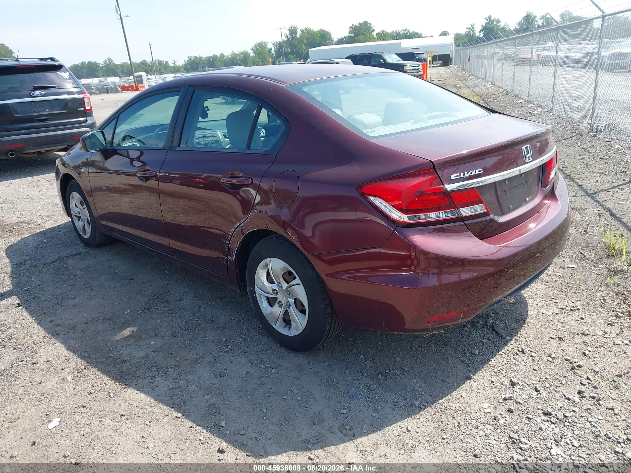 2015 Honda Civic Lx Maroon vin: 19XFB2F56FE065759