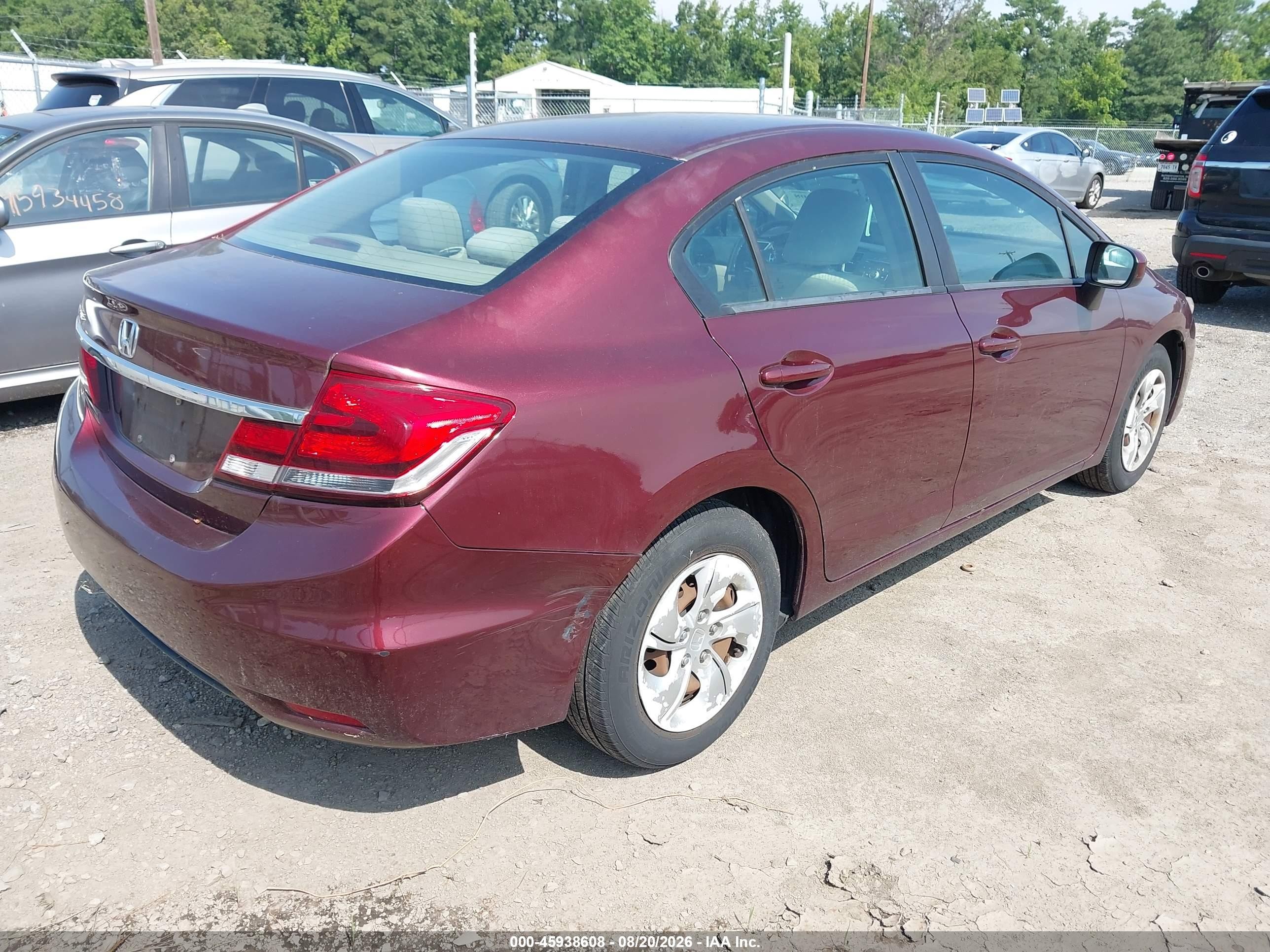 2015 Honda Civic Lx Maroon vin: 19XFB2F56FE065759