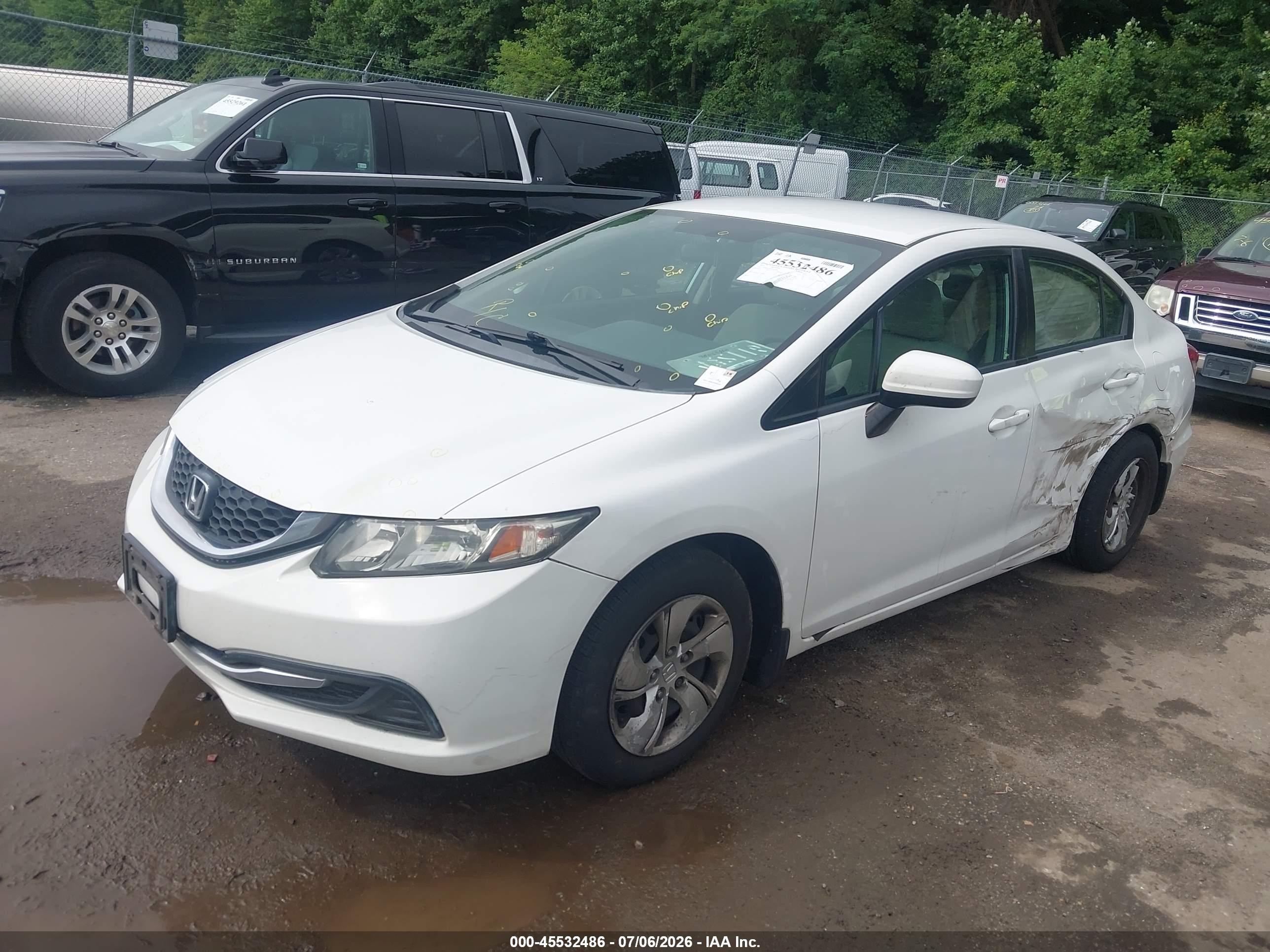 2015 Honda Civic Lx Белый vin: 19XFB2F56FE263564
