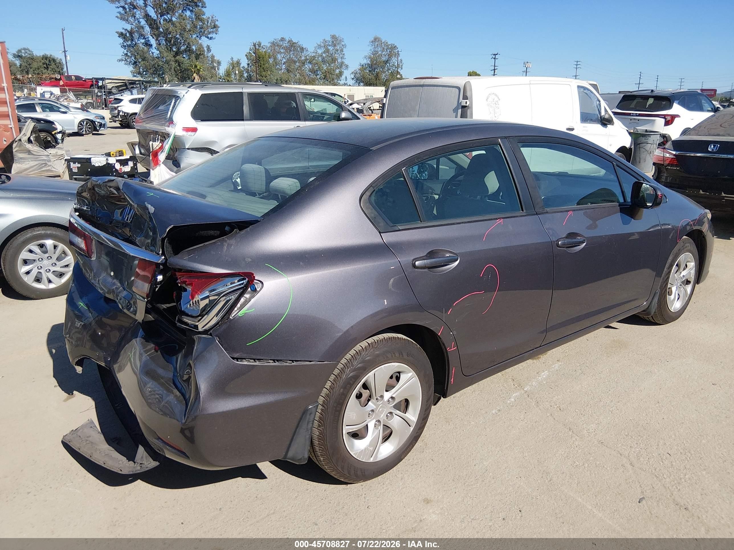 2015 Honda Civic Lx Gray vin: 19XFB2F56FE283149