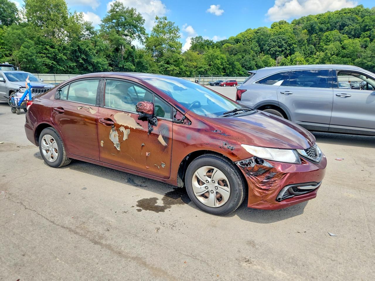 2015 Honda Civic Lx Burgundy vin: 19XFB2F56FE290702