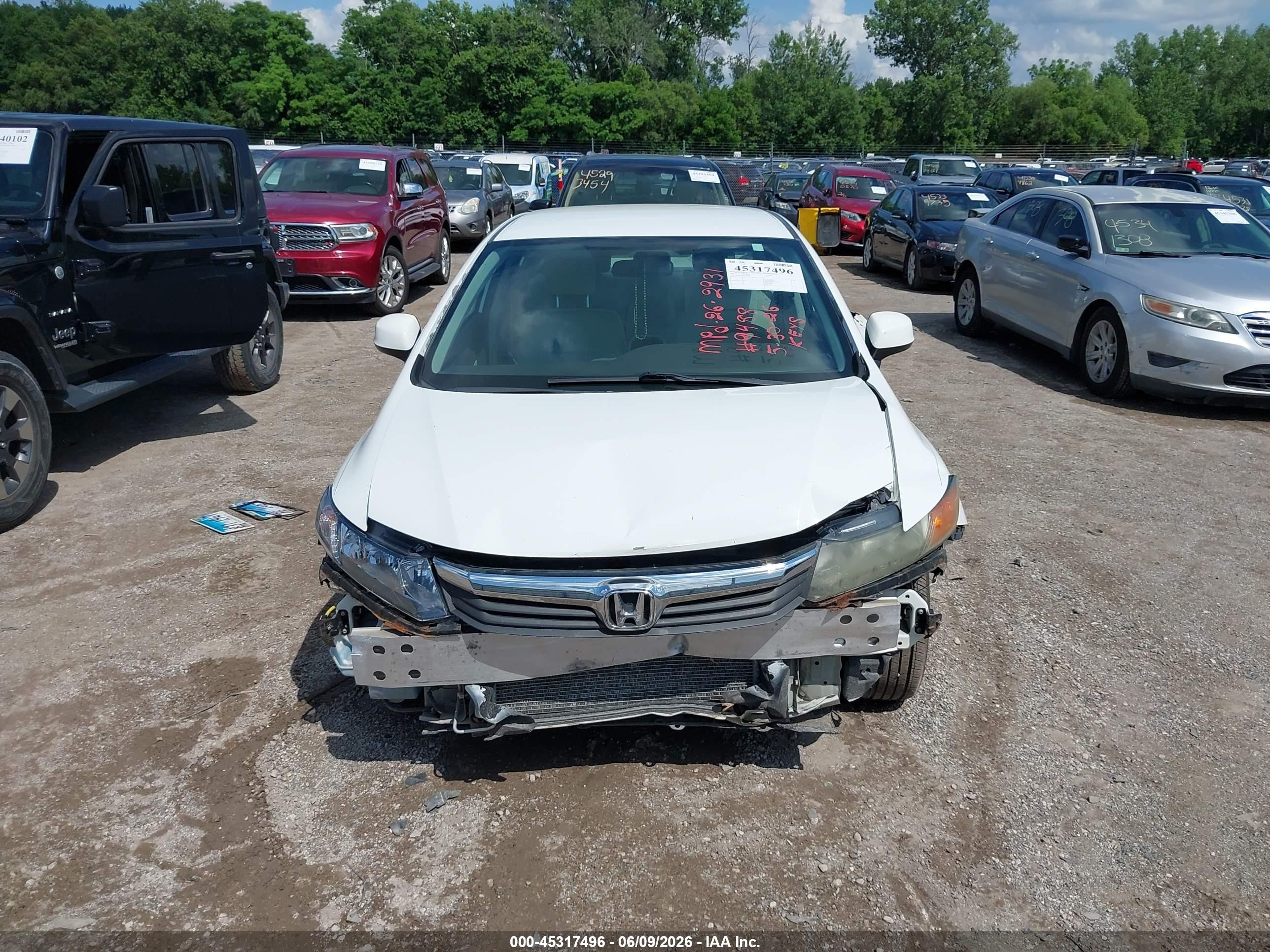 2012 Honda Civic Lx White vin: 19XFB2F57CE003038