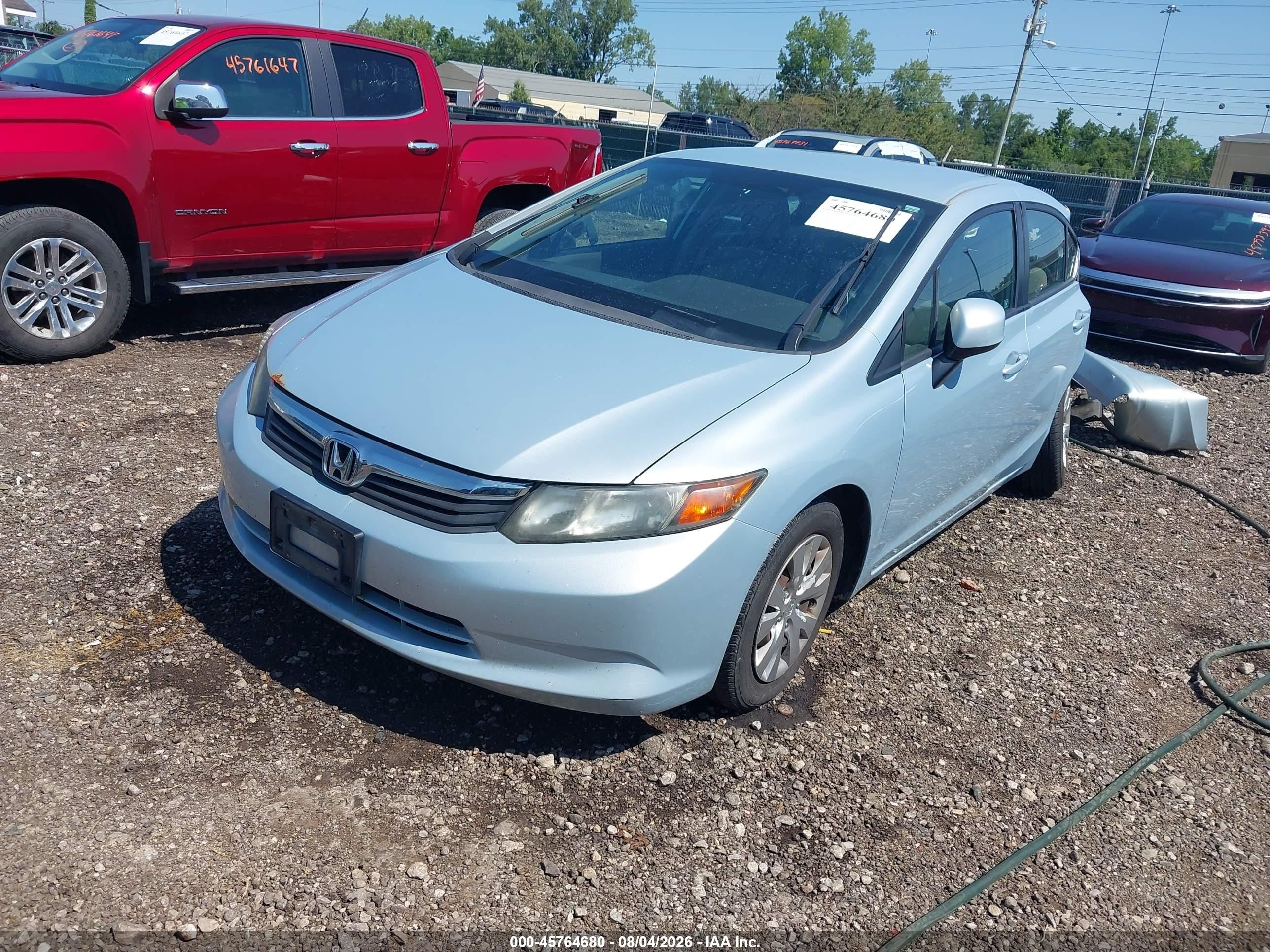 2012 Honda Civic Lx Blue vin: 19XFB2F57CE018185
