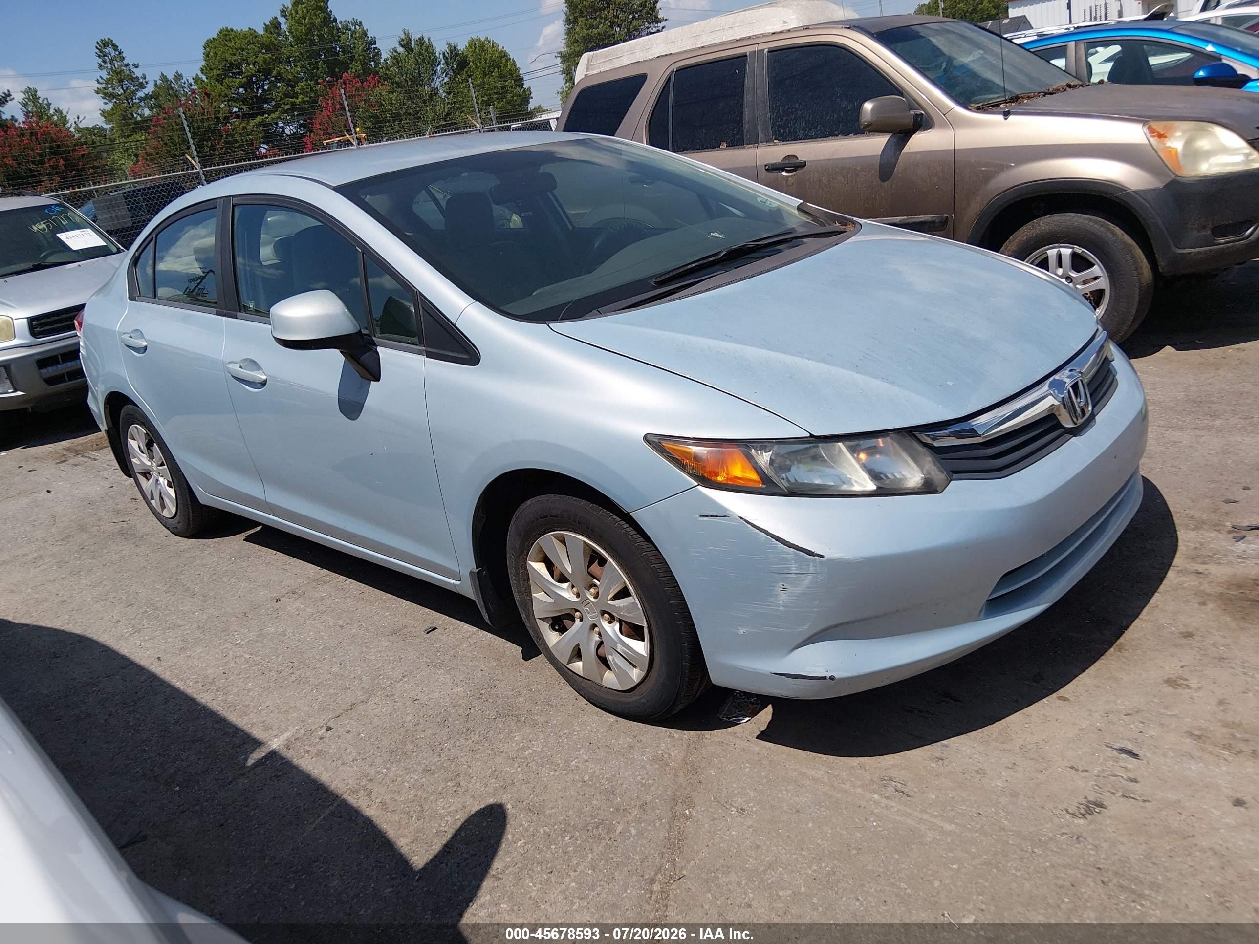2012 Honda Civic Lx Синий vin: 19XFB2F57CE057150