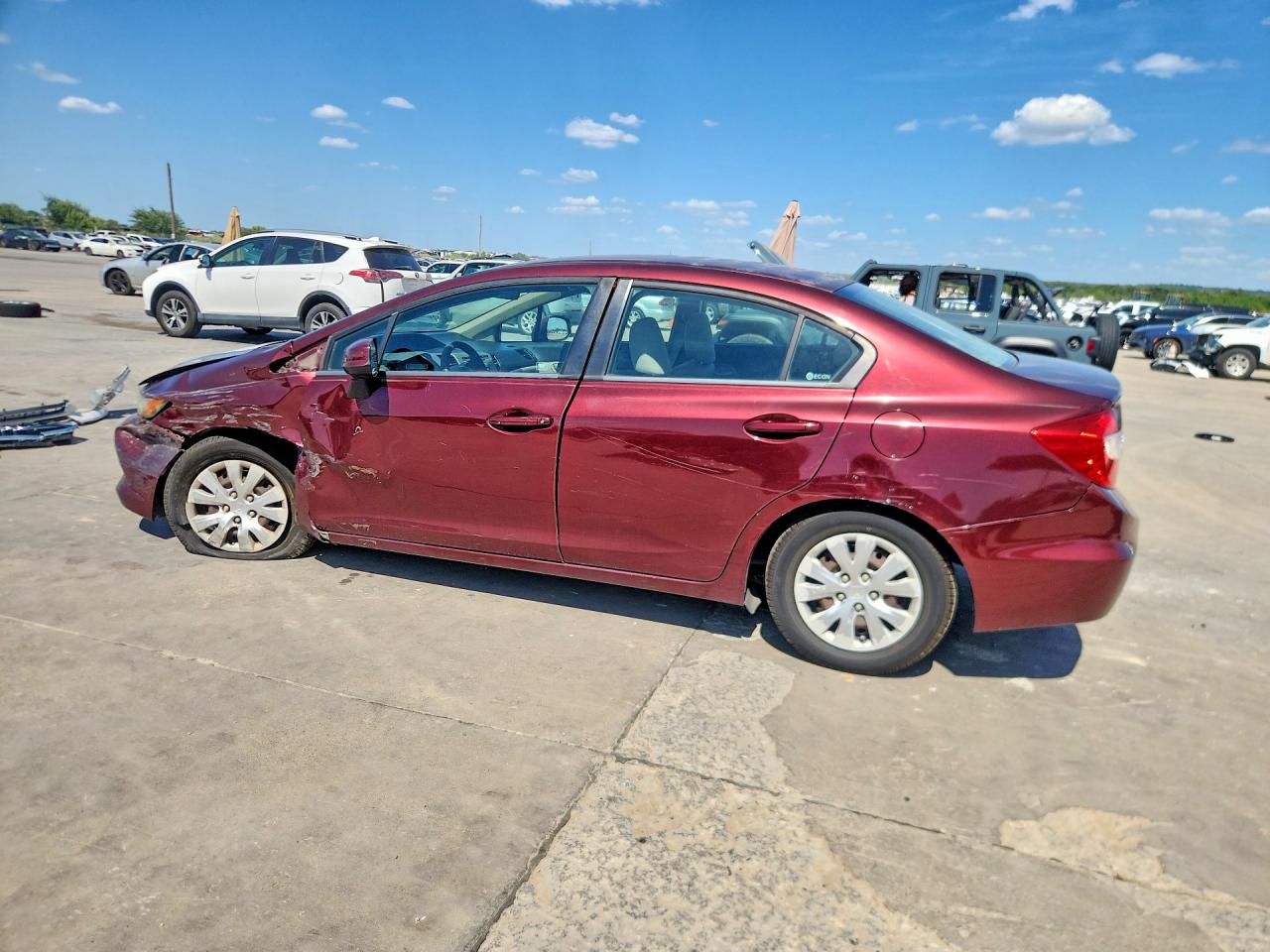 2012 Honda Civic Lx Maroon vin: 19XFB2F57CE089404