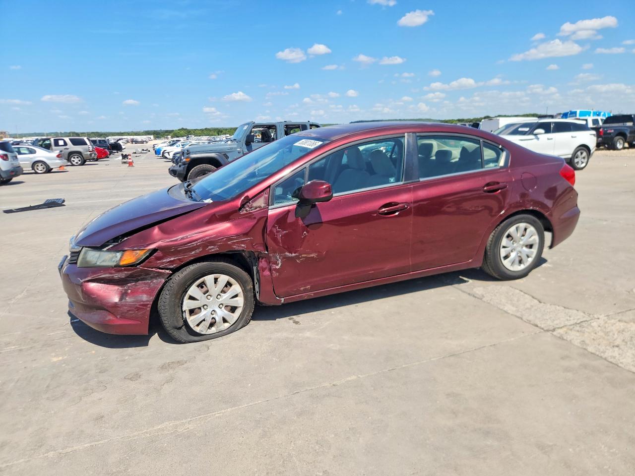 2012 Honda Civic Lx Maroon vin: 19XFB2F57CE089404