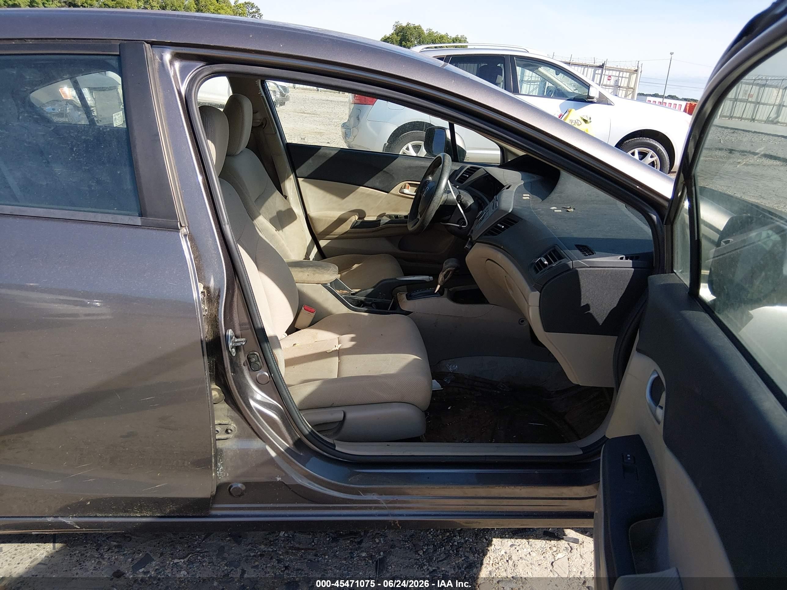 2012 Honda Civic Lx Gray vin: 19XFB2F57CE103351