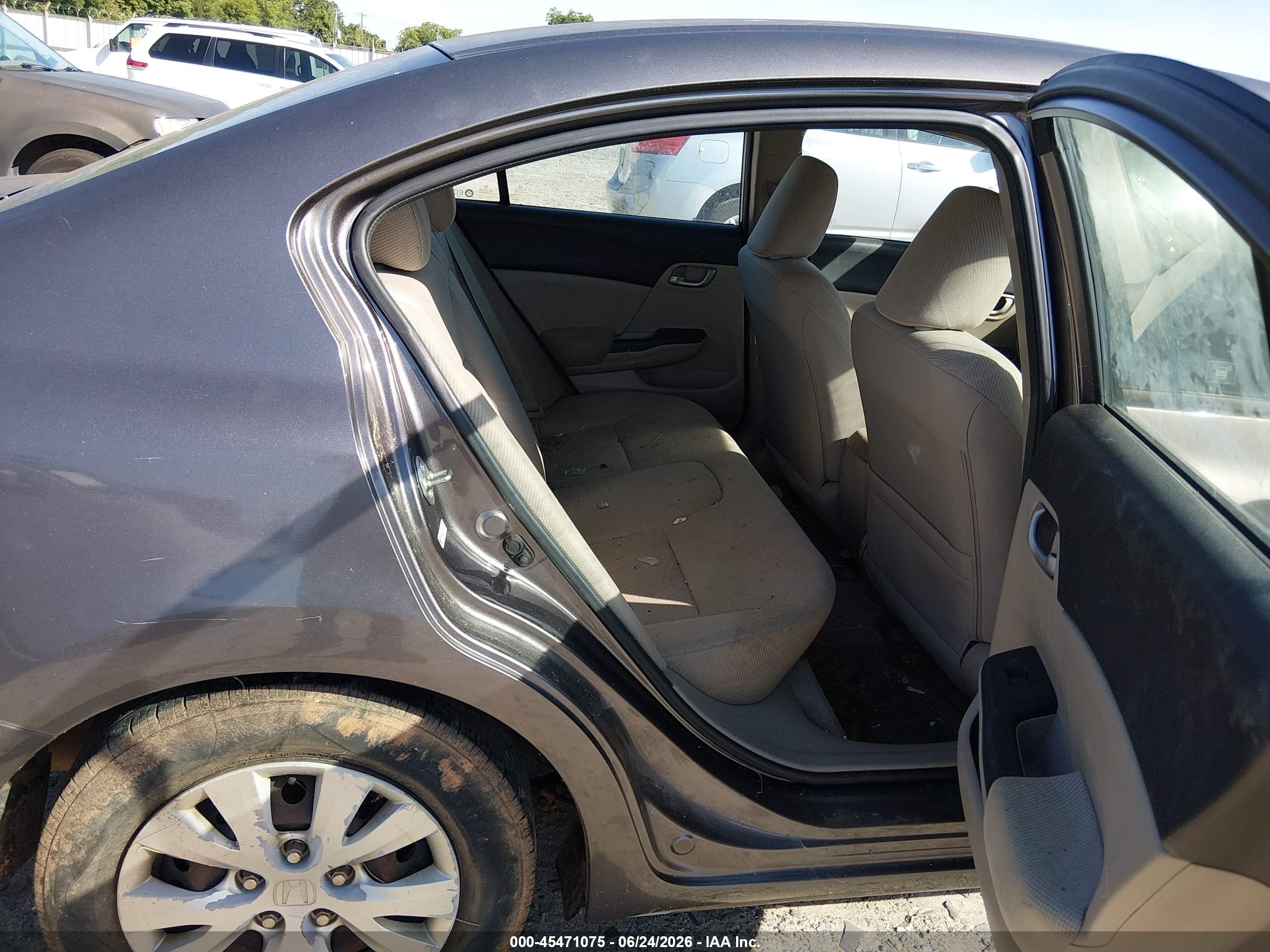 2012 Honda Civic Lx Gray vin: 19XFB2F57CE103351