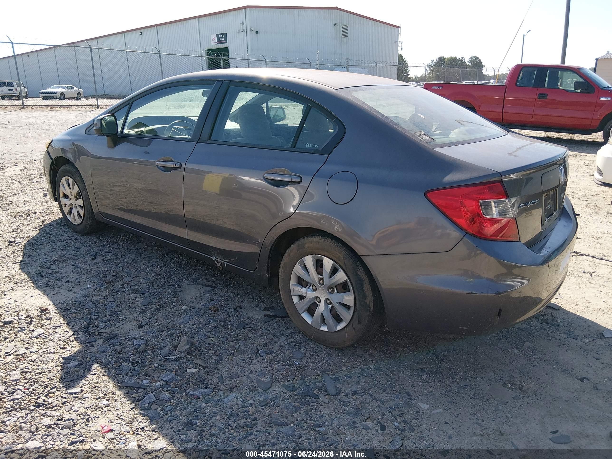 2012 Honda Civic Lx Gray vin: 19XFB2F57CE103351