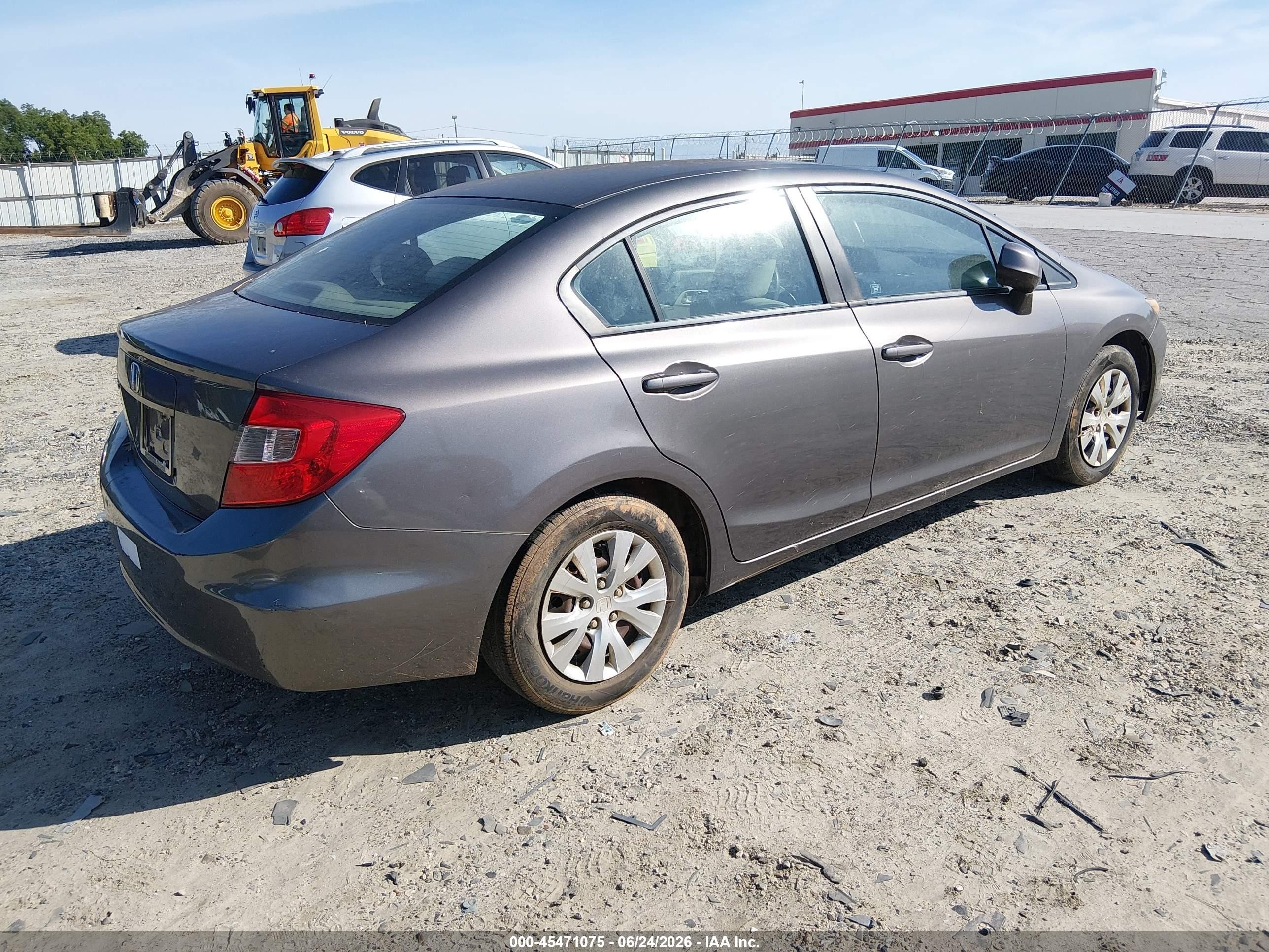 2012 Honda Civic Lx Gray vin: 19XFB2F57CE103351