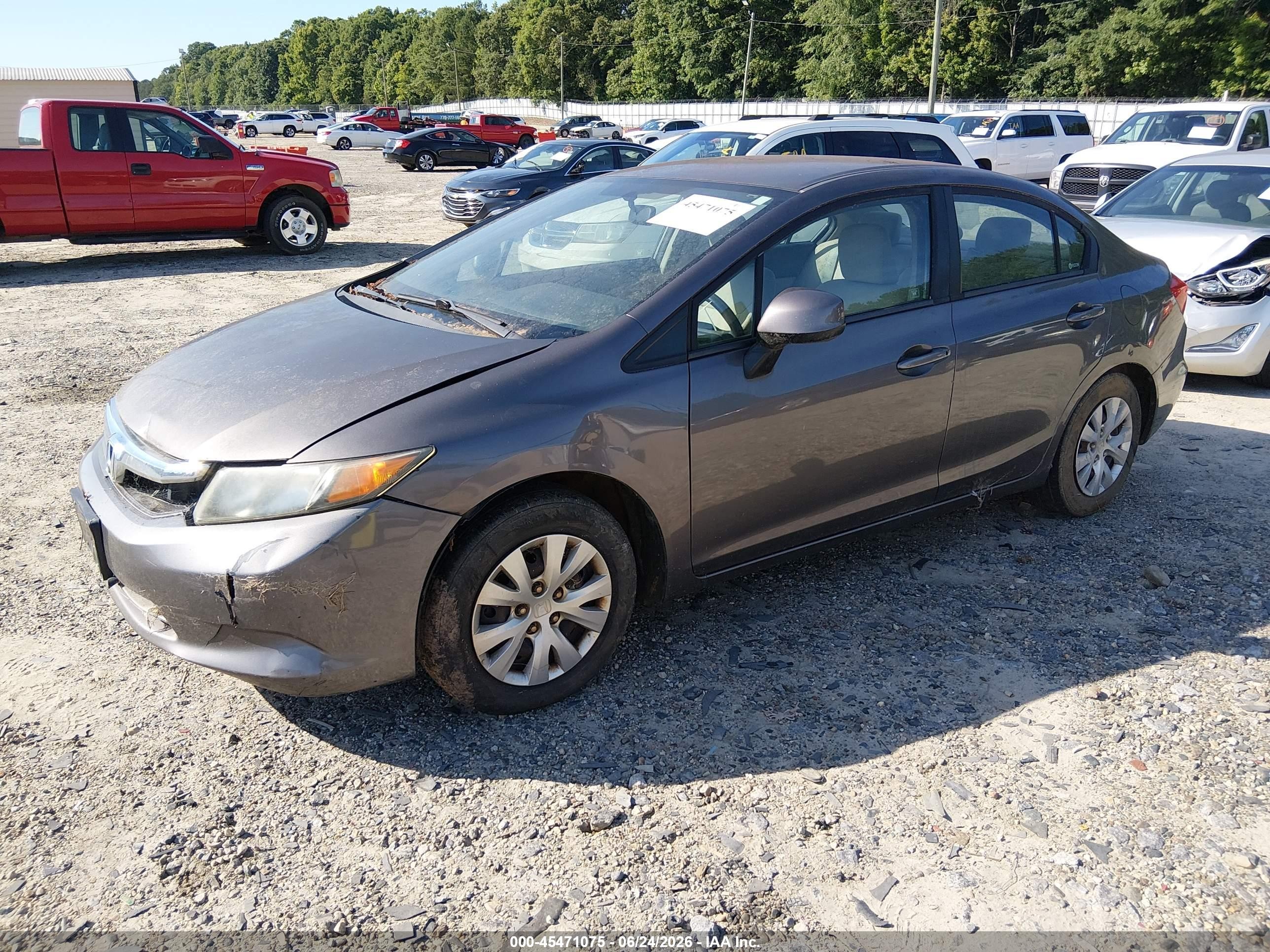 2012 Honda Civic Lx Gray vin: 19XFB2F57CE103351